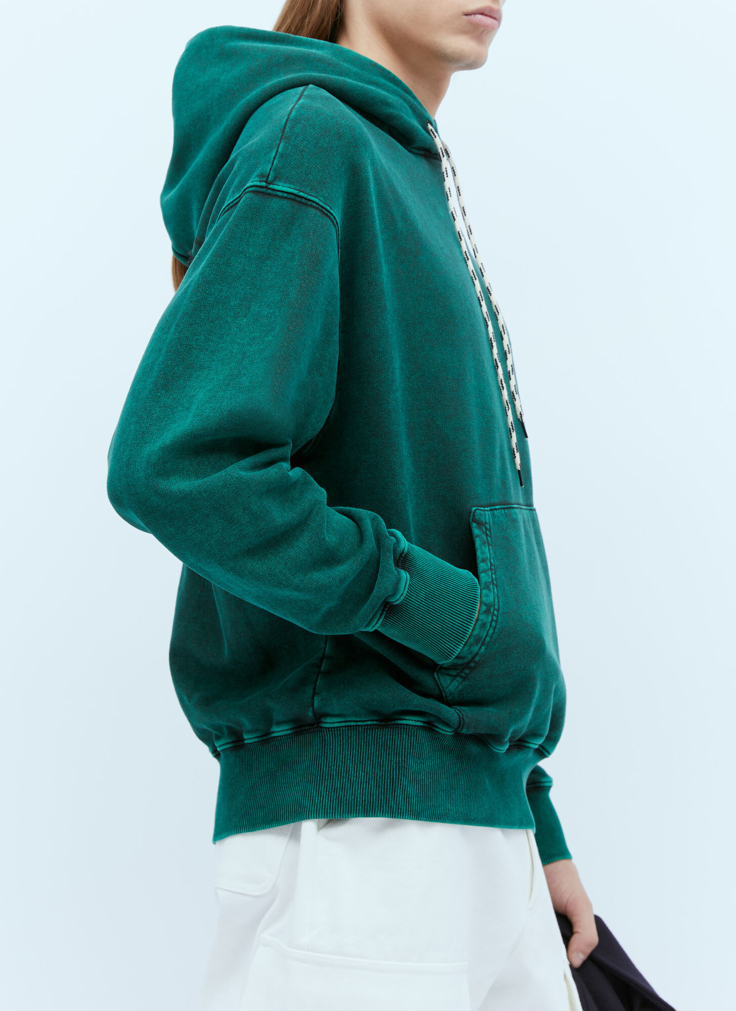 Aries Logo-print Distressed-finish Cotton Hoodie In Green