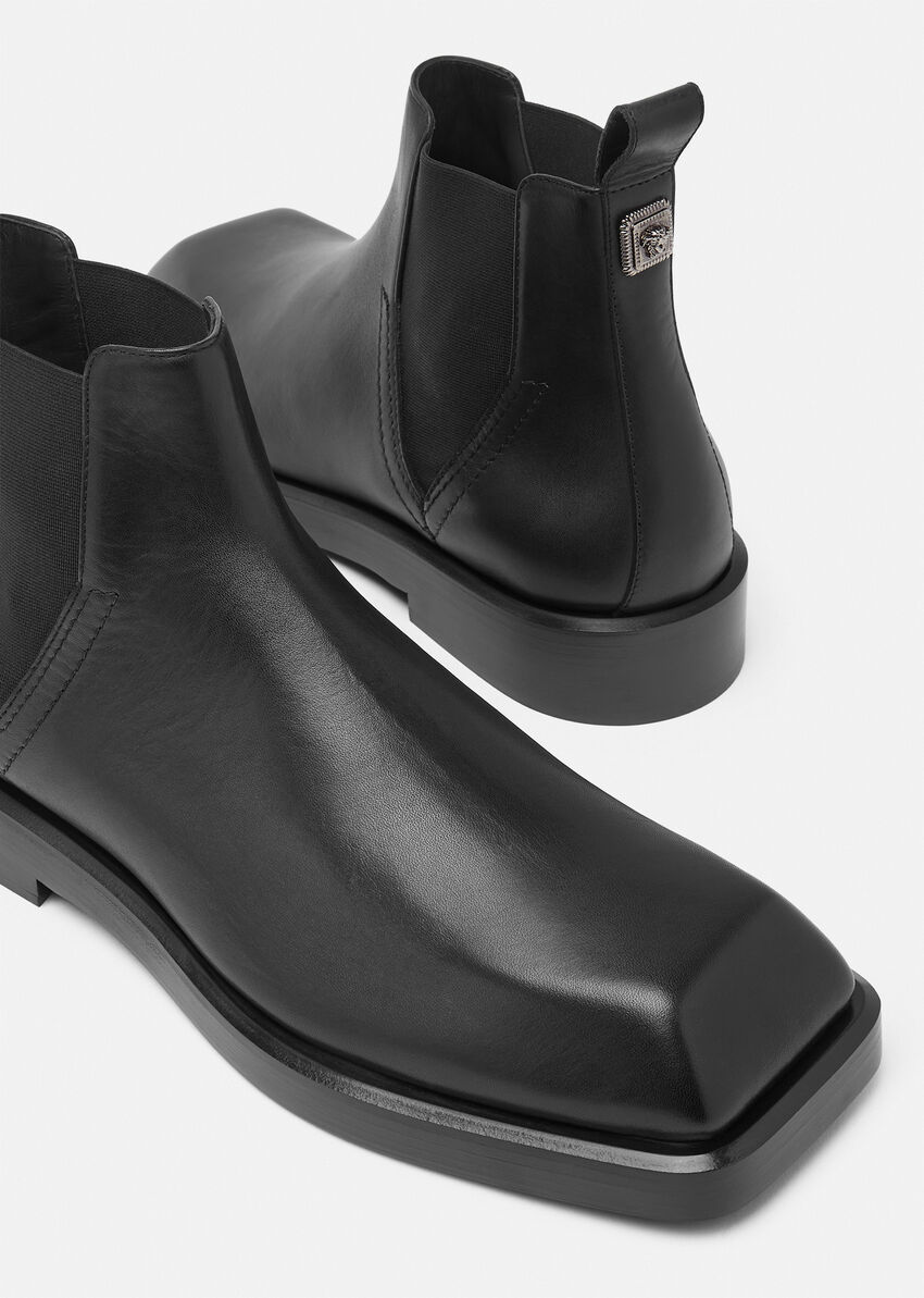 Versace Elasticated Side-panel Boots In Black
