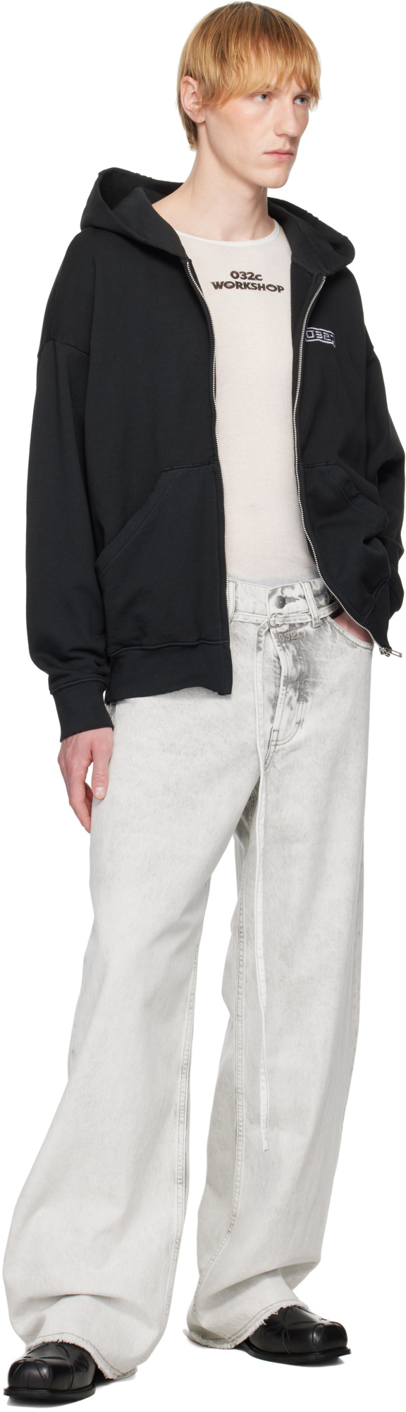 032c Black Routine Zip Hoodie