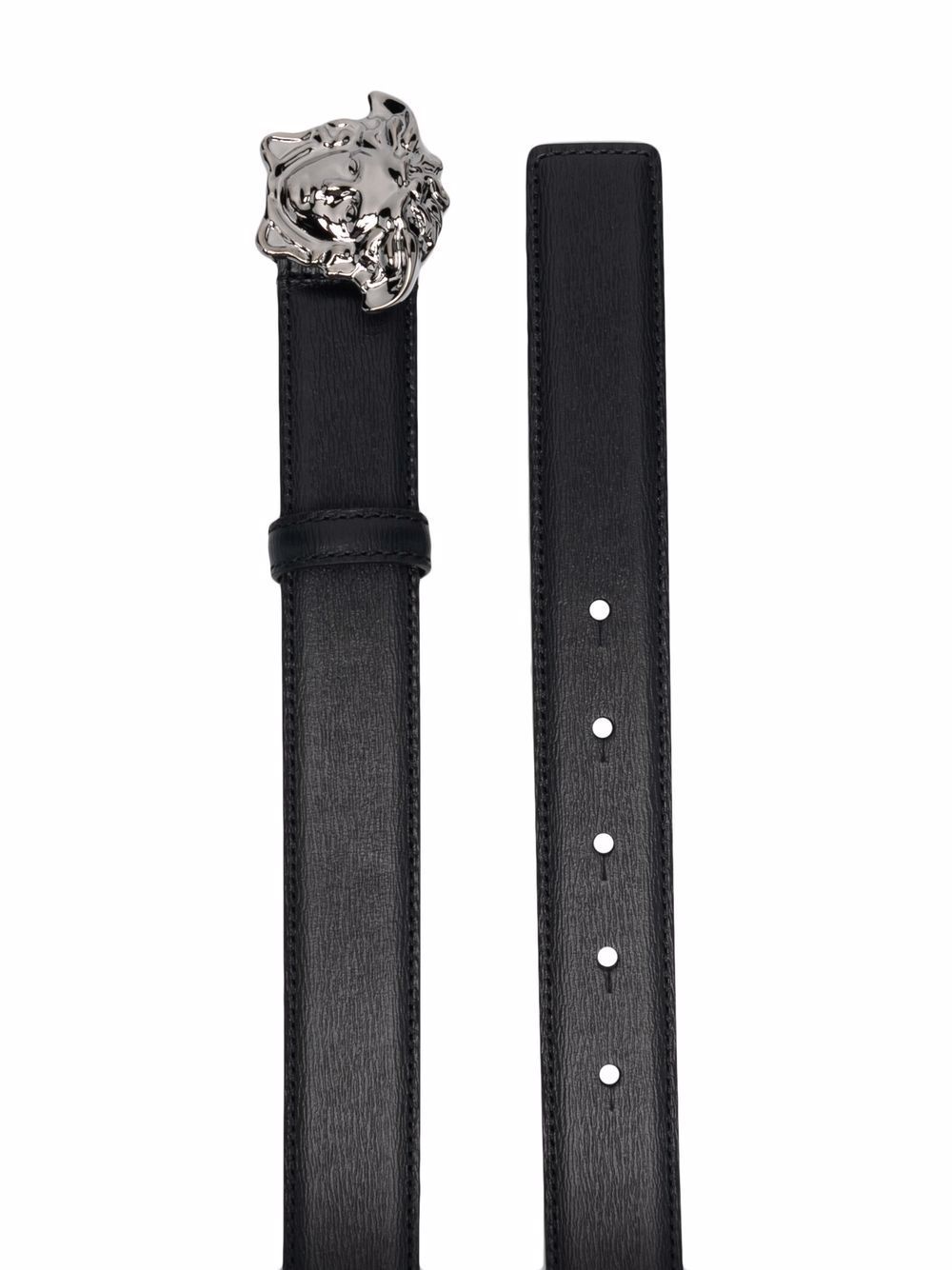 Versace Medusa Head Gold-toned Buckle Leather Belt In Black