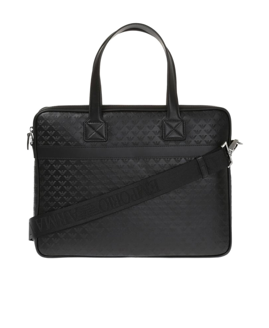 Emporio Armani Logo Zipper Satchel In Black