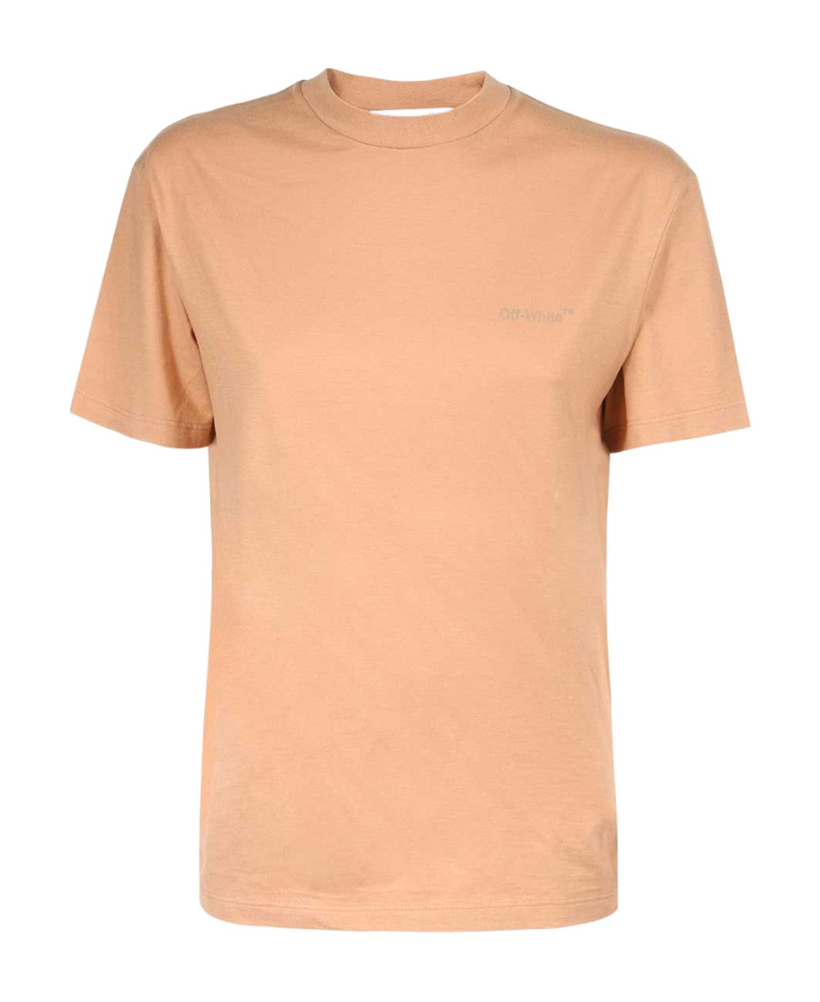 Off-white T-shirt With Round Neck And Short Sleeves In Pink