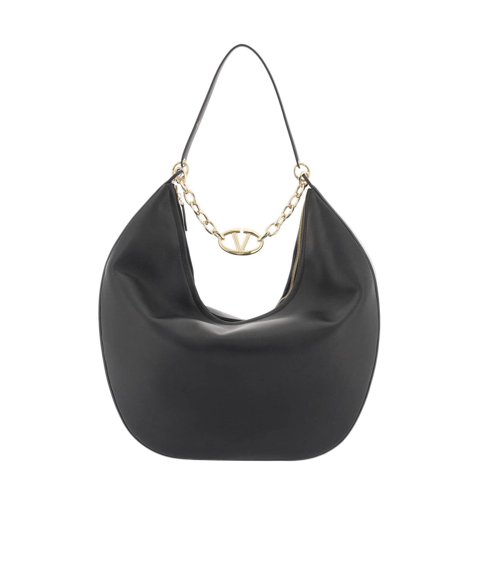 Valentino Vlogo Moon Zip-up Maxi Shoulder Bag In Black