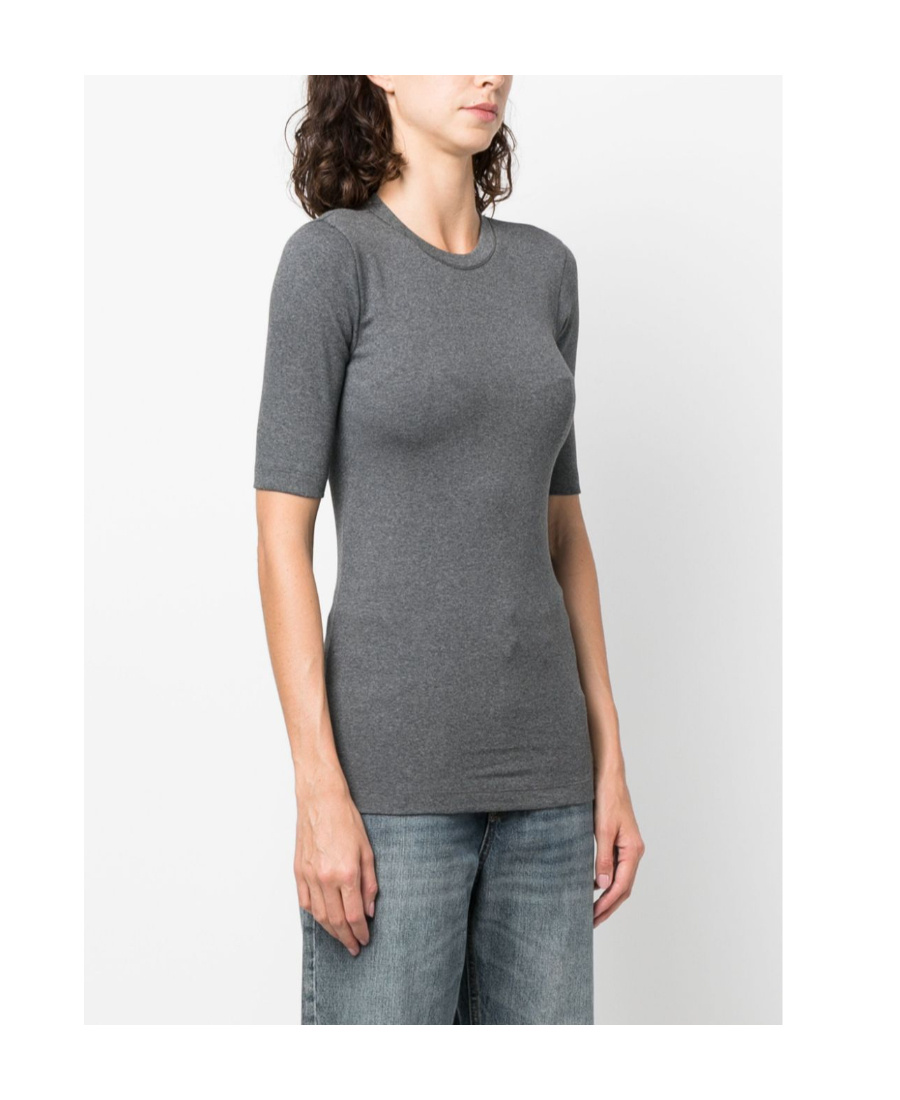 Brunello Cucinelli Short-sleeve Knitted Top In Gray