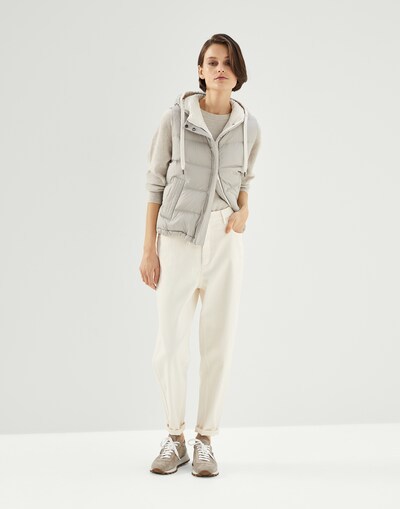 Shop Brunello Cucinelli Logo Hooded Vest In Gray