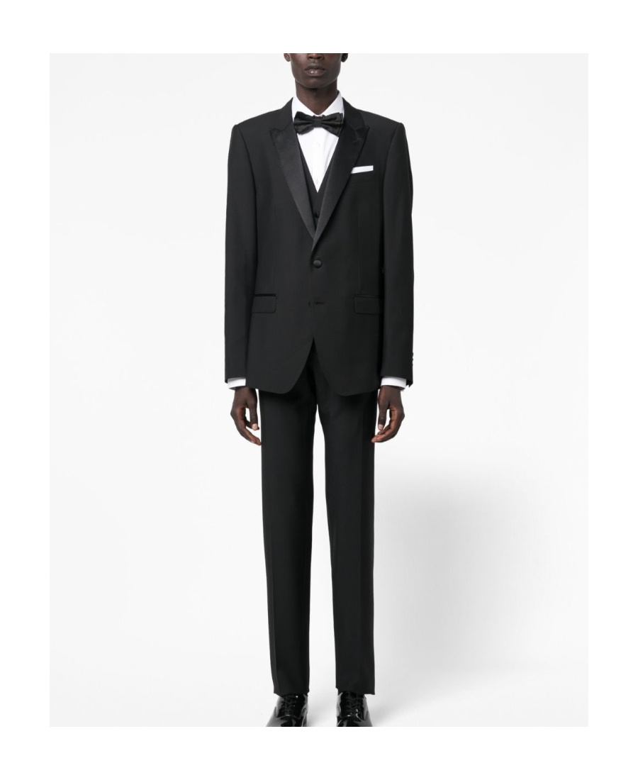 Dolce & Gabbana Three-piece Suit In Wool And Silk In Black