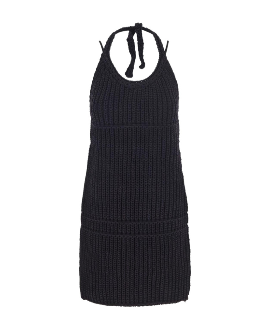 Jacquemus Ribbed-knit Halterneck Minidress In Black