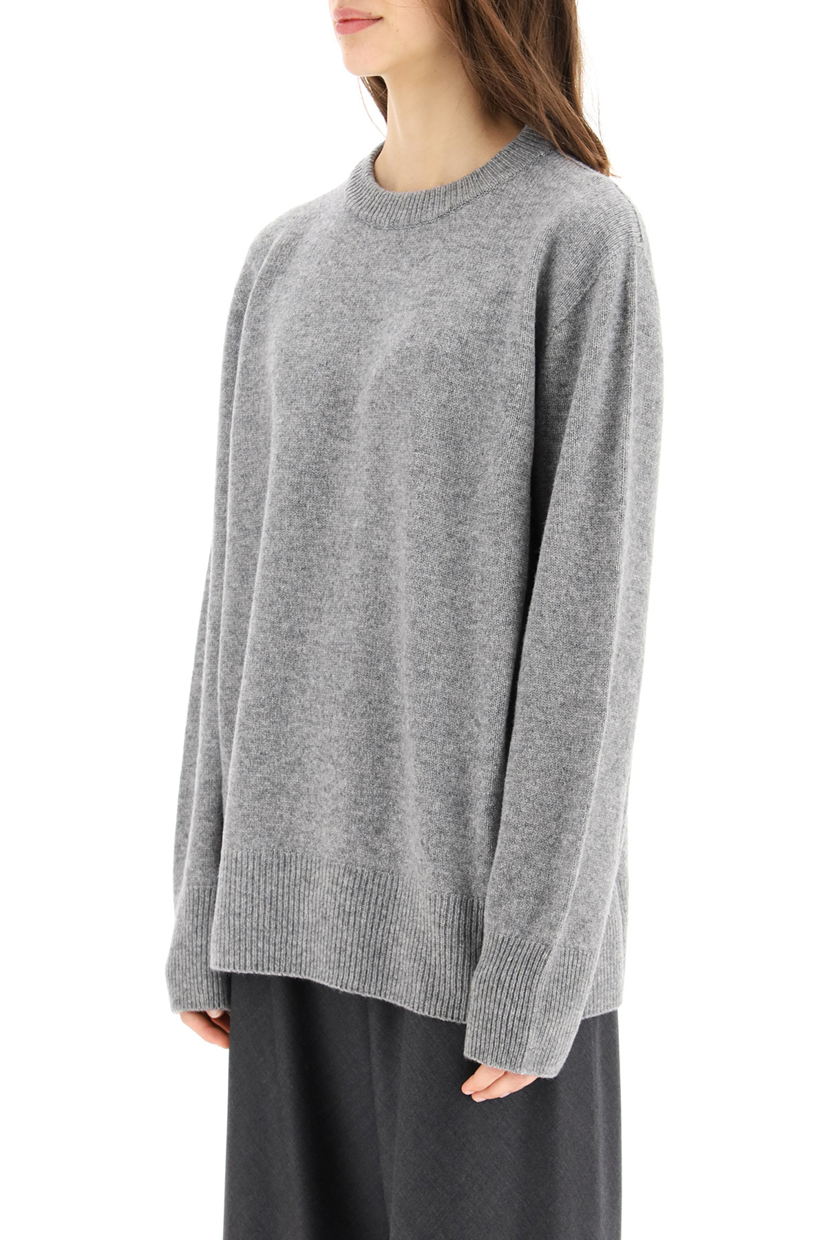 The Row Round Neck Wool And Cashmere Sweaters In Gray