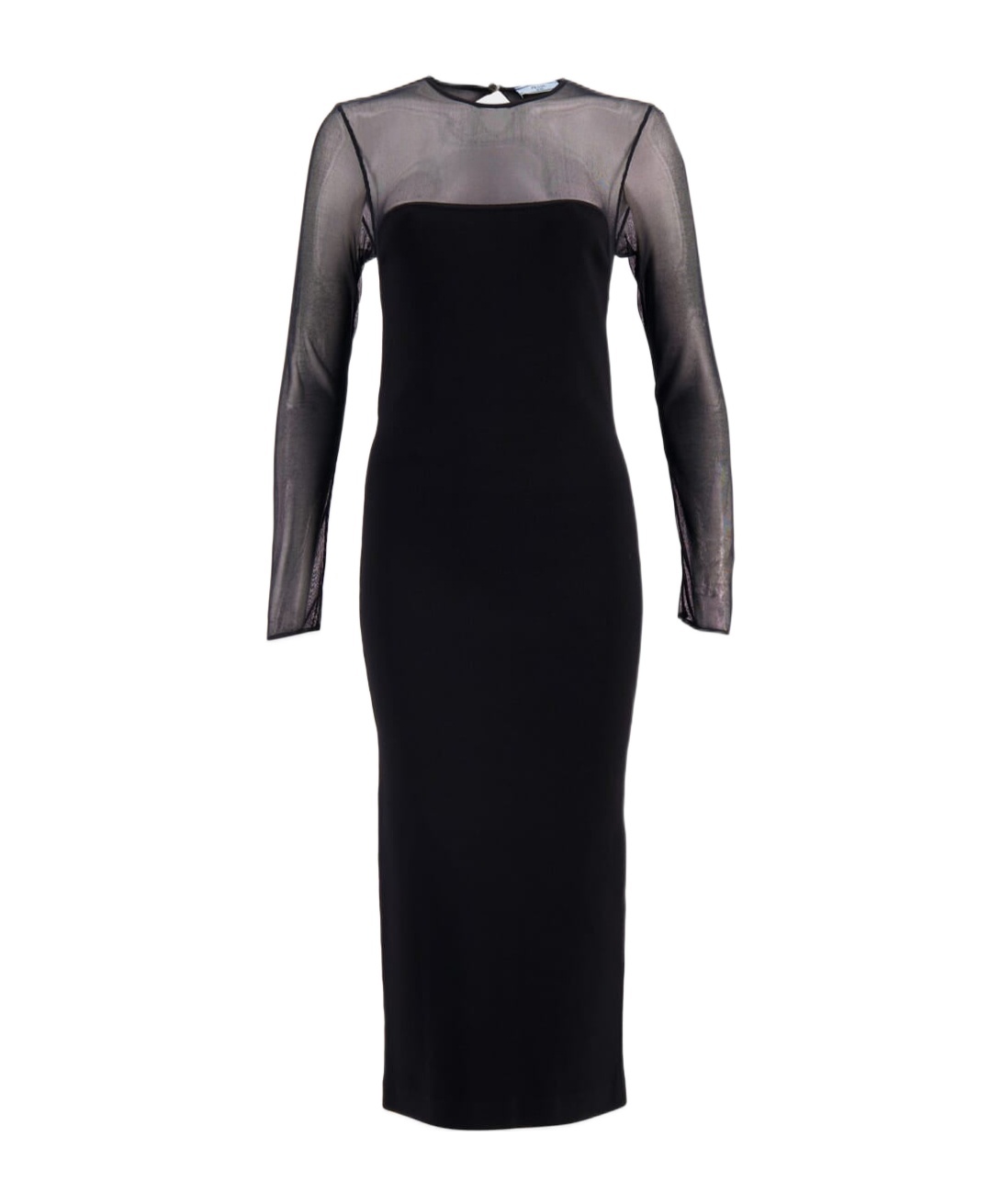 Prada Semi-sheer Midi Dress In Black