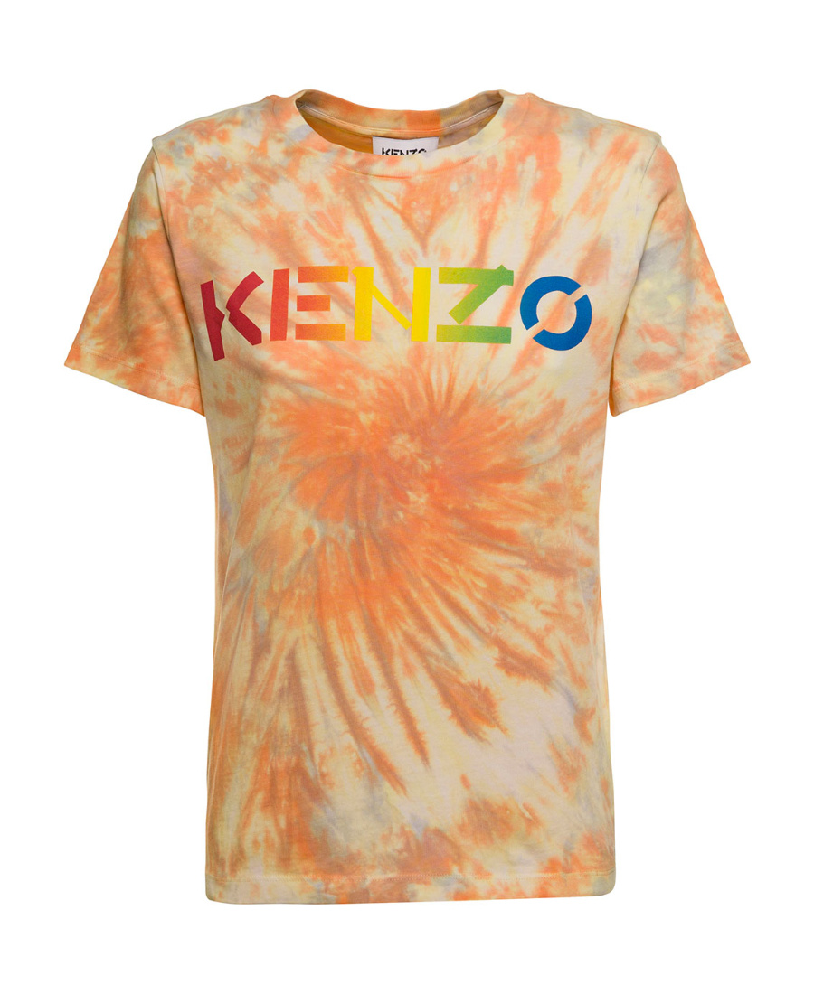 Kenzo Logo Tie-dye T-shirt In Nude