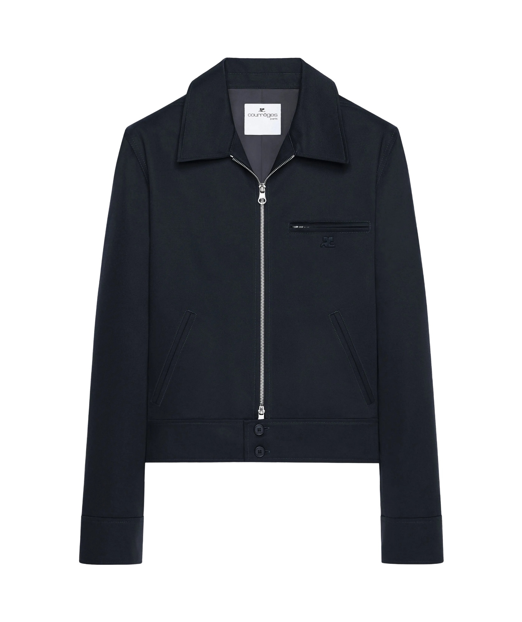 Courrèges Collared Jacket Zip-fastening Side Pockets In Black