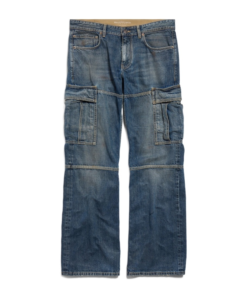 Balenciaga Blue Cargo Regular Jeans With A Faded Effect