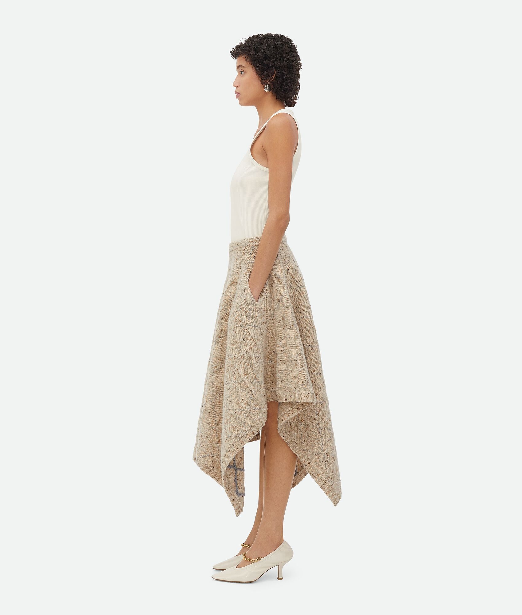 Bottega Veneta Jupe Losange En Laine In Nude