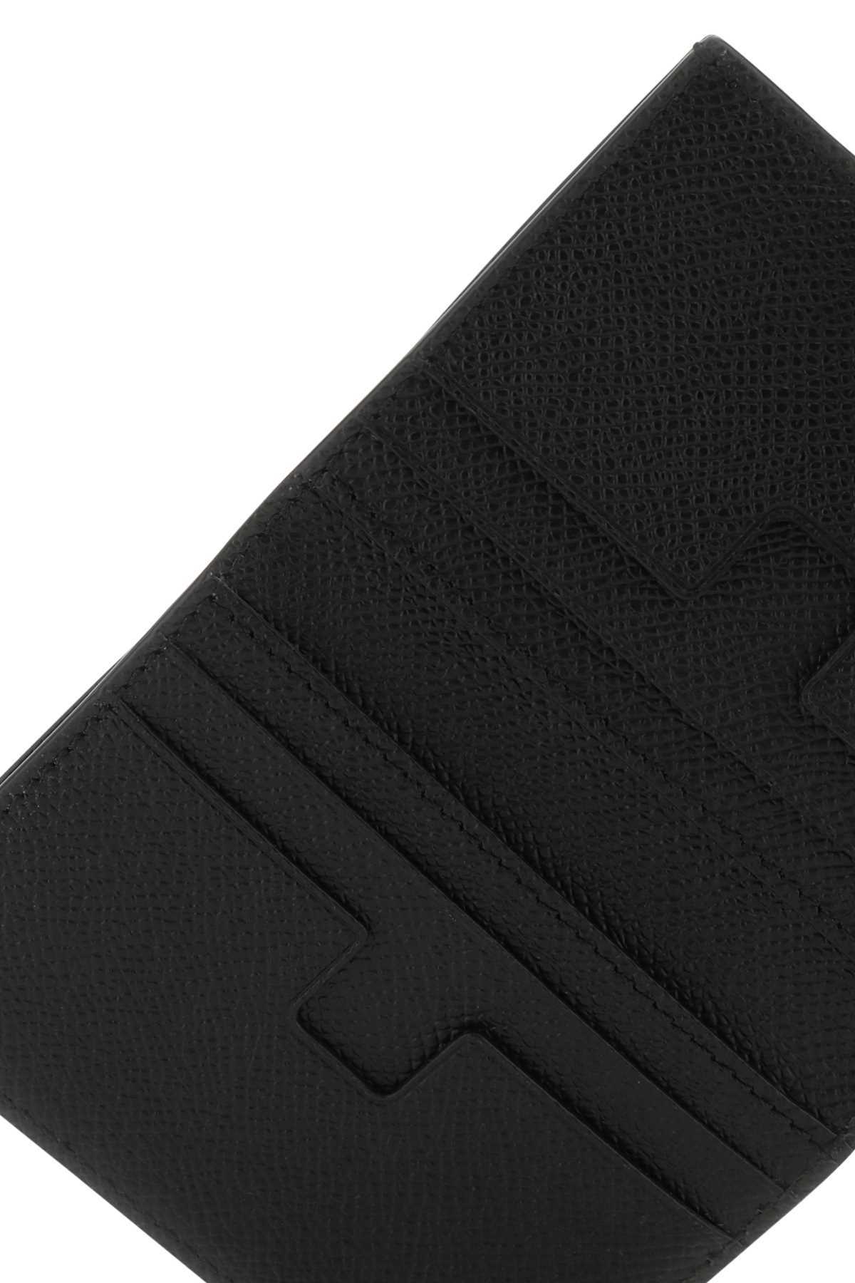 Tom Ford Small Grain Leather Folding Cardholder In Black