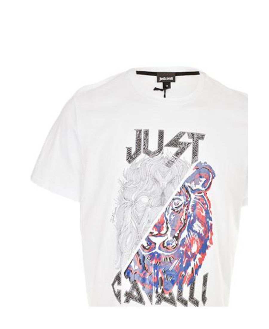 Just Cavalli Pattern Printed Short-sleeved T-shirt In White