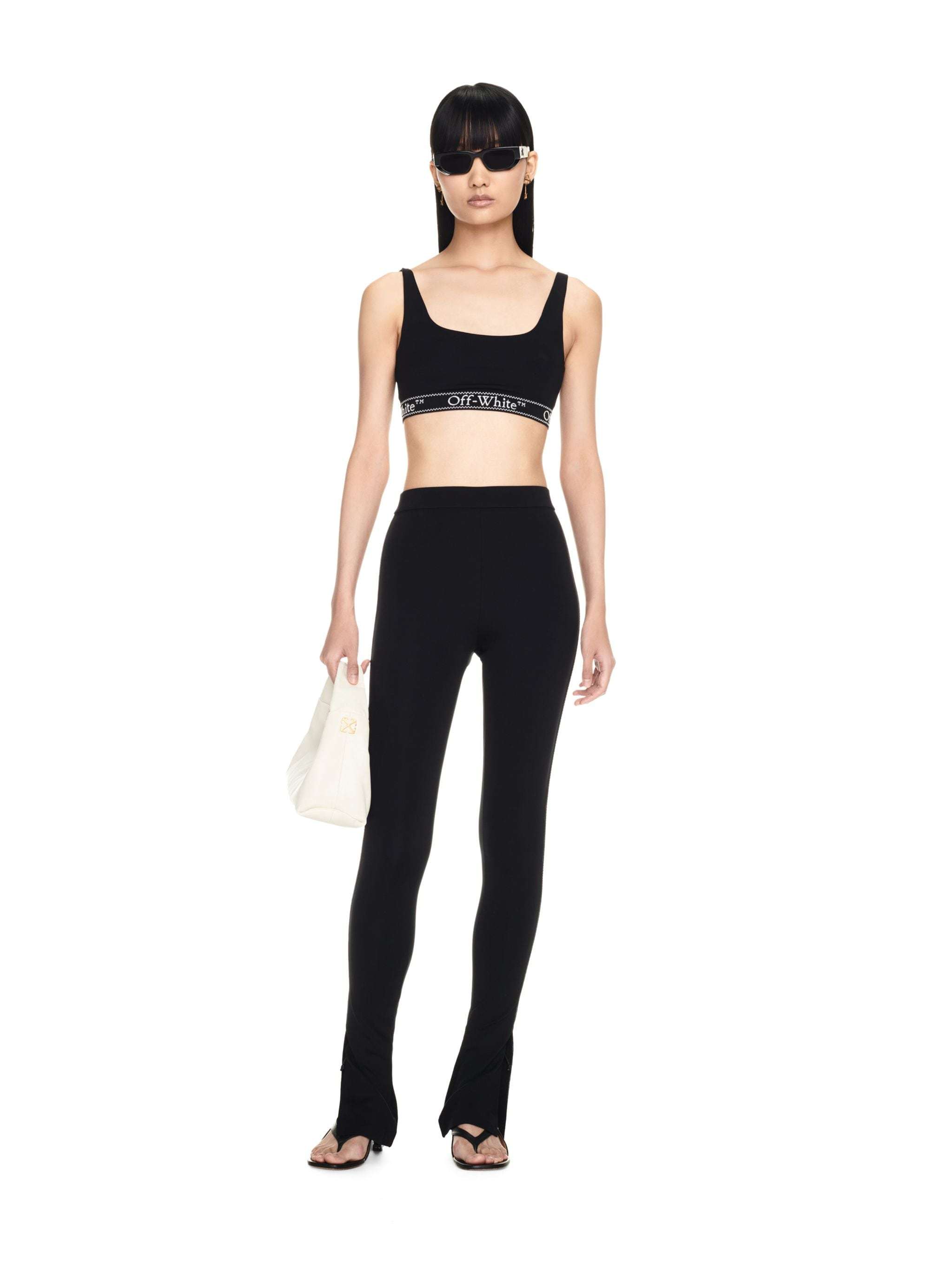 Off-white Logo-tape High-waist Leggings In Black
