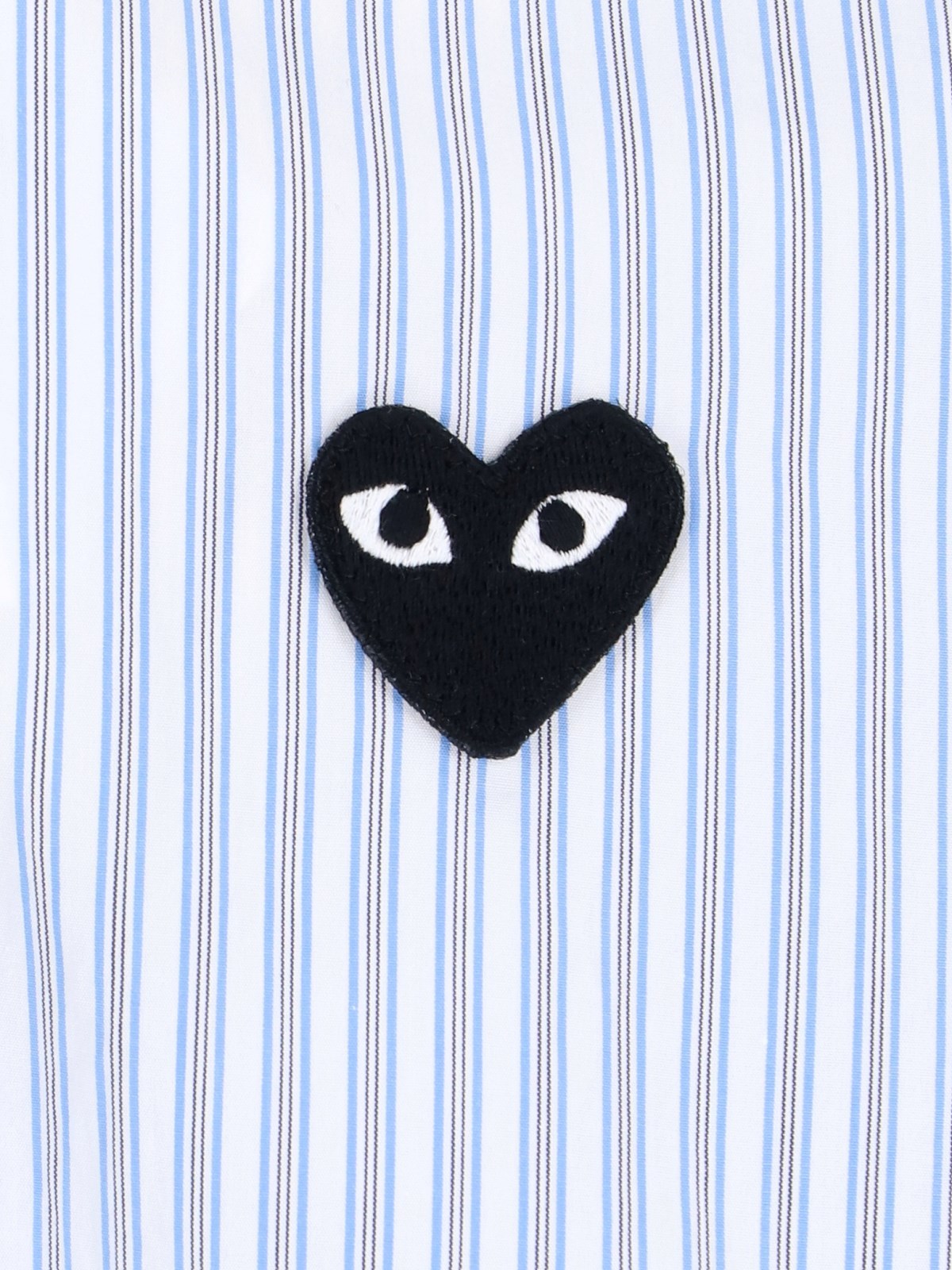 Comme Des Garçons Play Heart-patch Striped Shirt In Blue