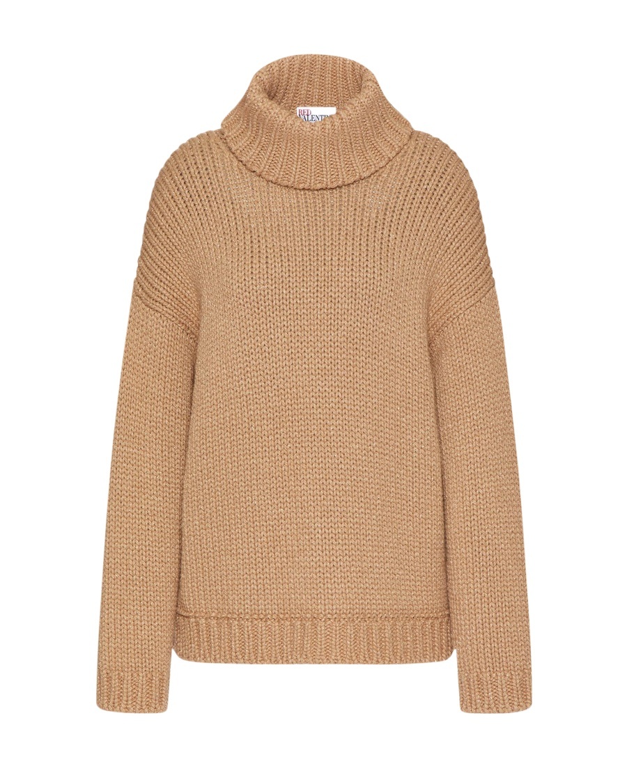 Red Valentino Redvalentino High-neck Ribbon Jumper In Nude