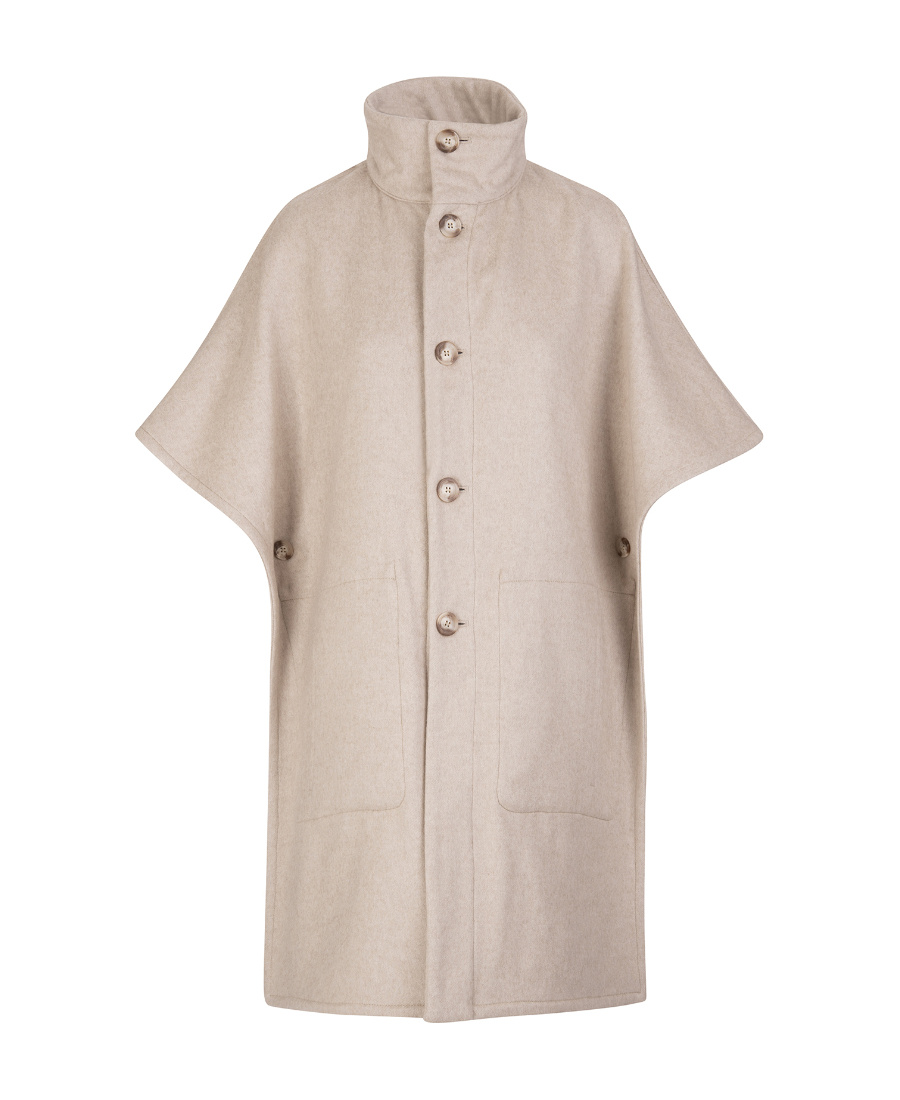 Max Mara Enica Reversible Monogram-pattern Coat In Nude