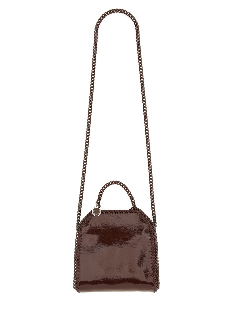 Stella Mccartney Chain Strap Shoulder Bag With Glossy Finish In Brown
