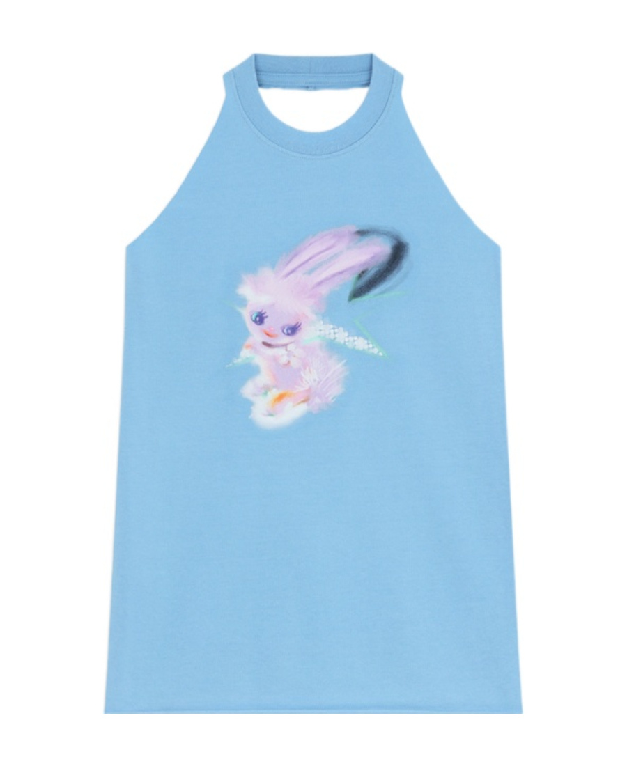We11 Done Printed Neck Vest In Blue