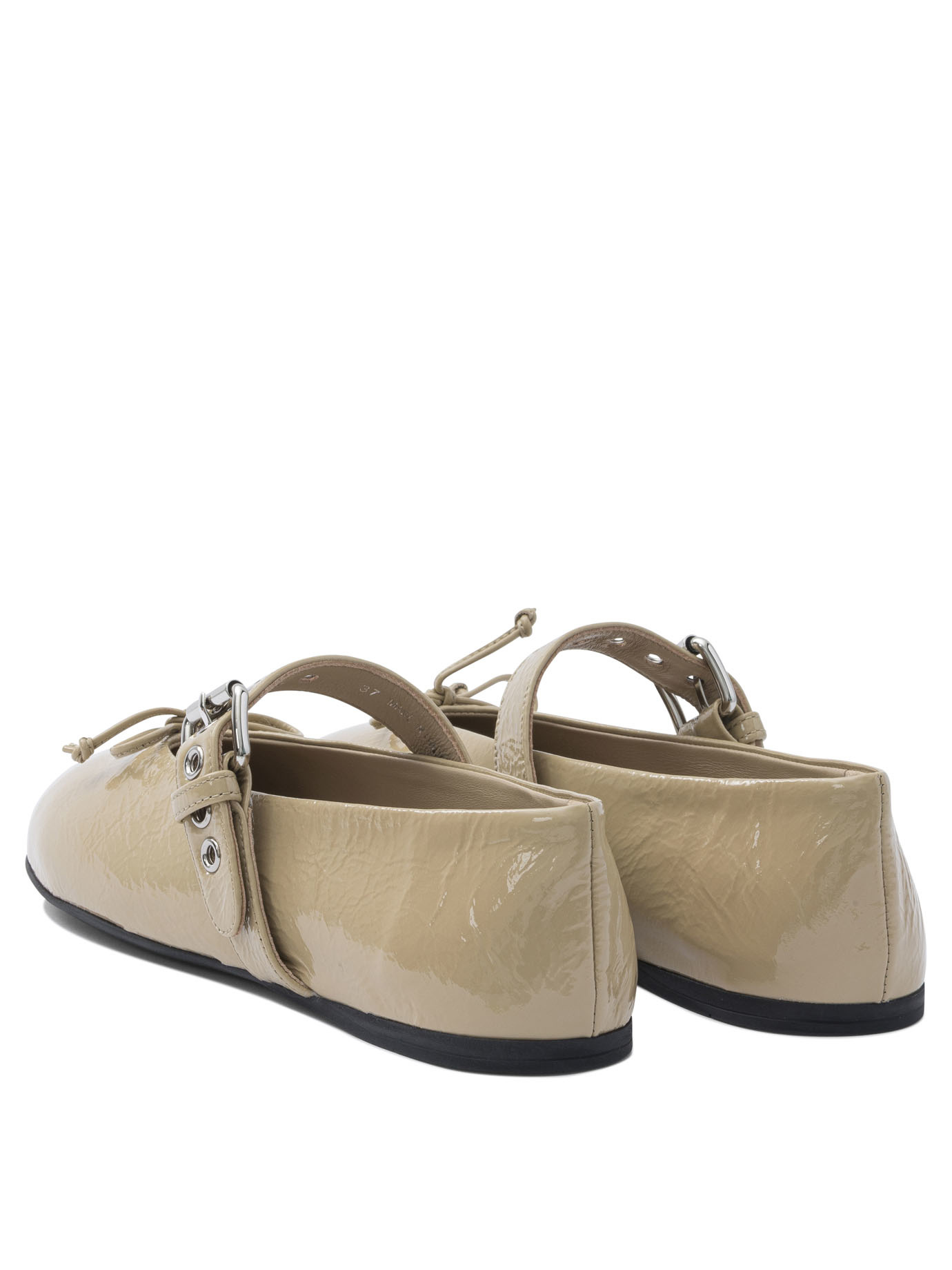 Miu Miu Round Toe Ballet Shoes In Neutral