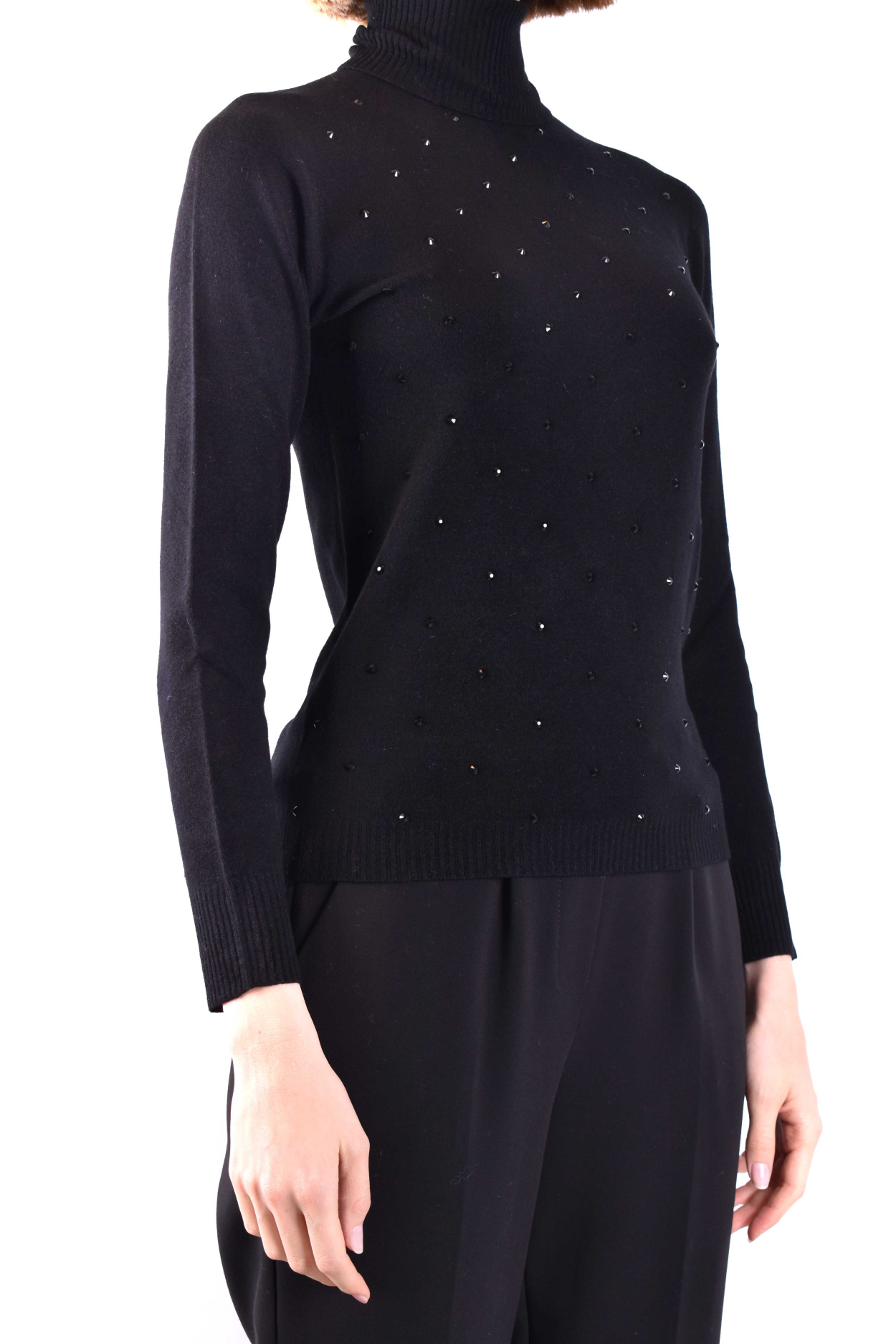 Ermanno Ermanno High-neck Long-sleeved Sweater In Black