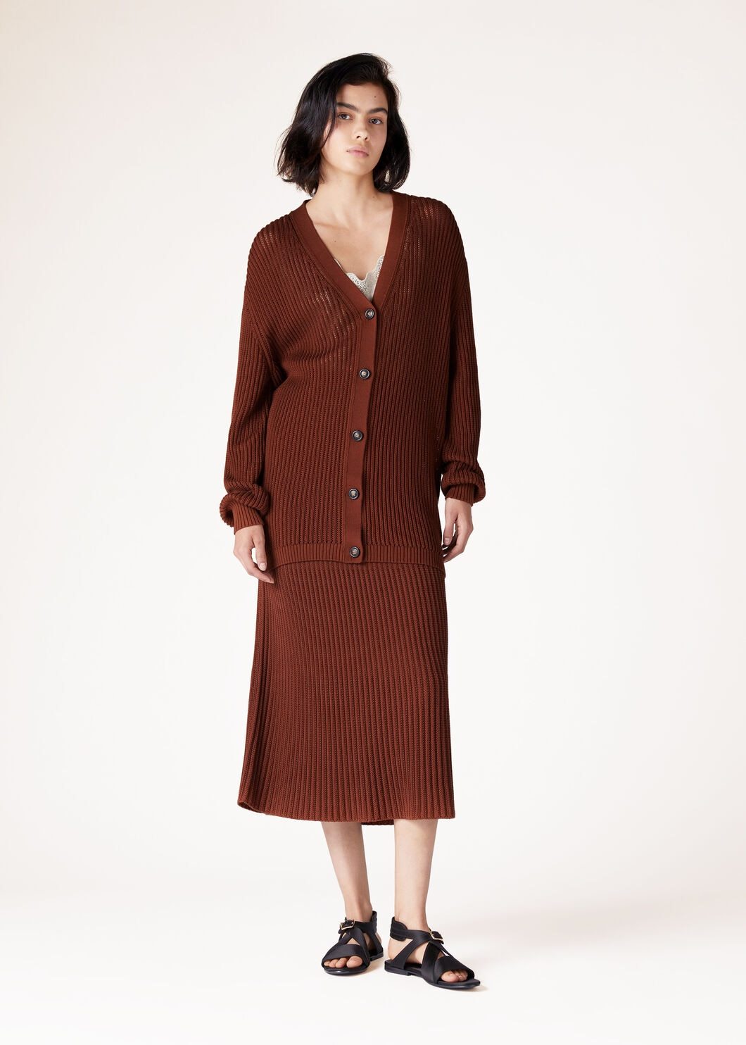 Loro Piana Buttoned V-neck Cardigan In Brown
