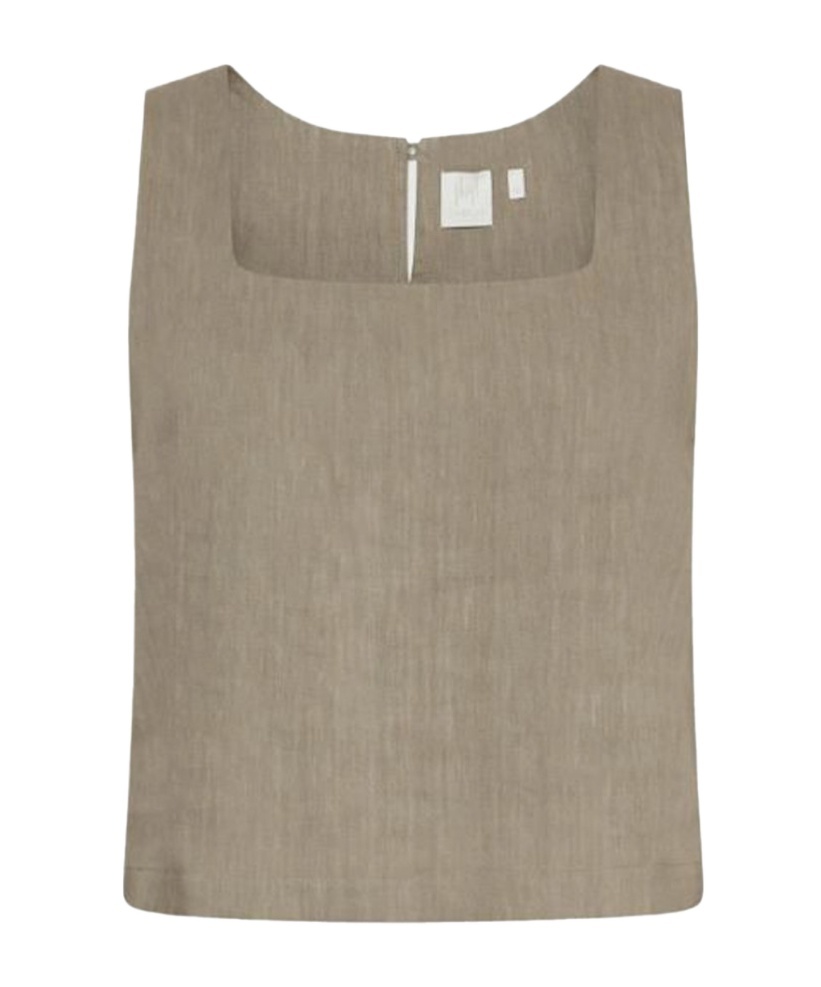 Marella Stretch Viscose And Linen Top - Green In Gray