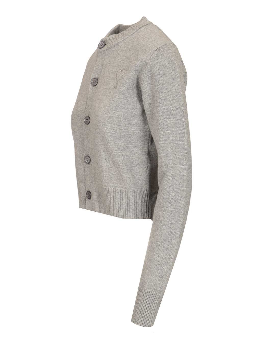 Ami Alexandre Mattiussi Wool Crewneck Sweater Knitwear White In Gray