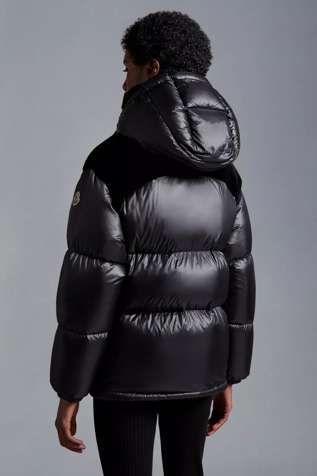 Moncler Meandre Velvet-panel Padded Jacket In Black