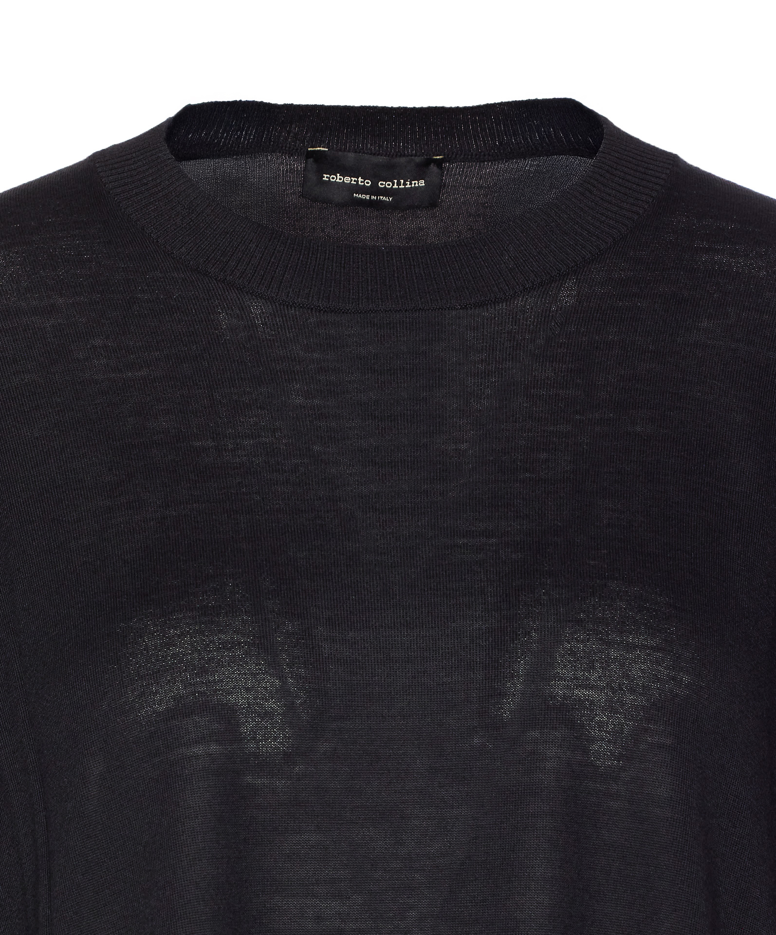 Roberto Collina Sheer Fabric Crewneck Sweater With Ribbed Cuffs In Black