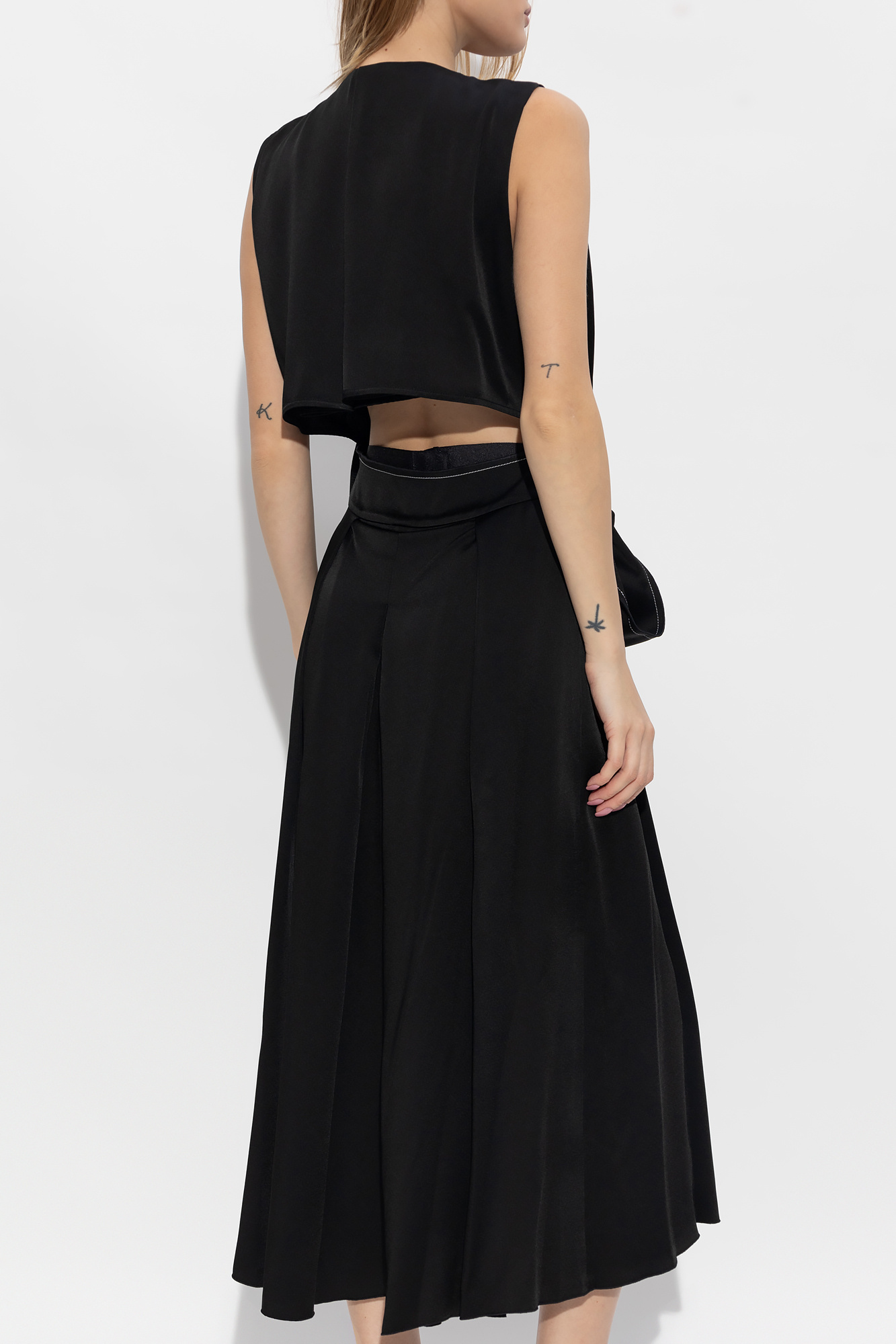 Victoria Beckham Belted Sleeveless Midi Dress In Black