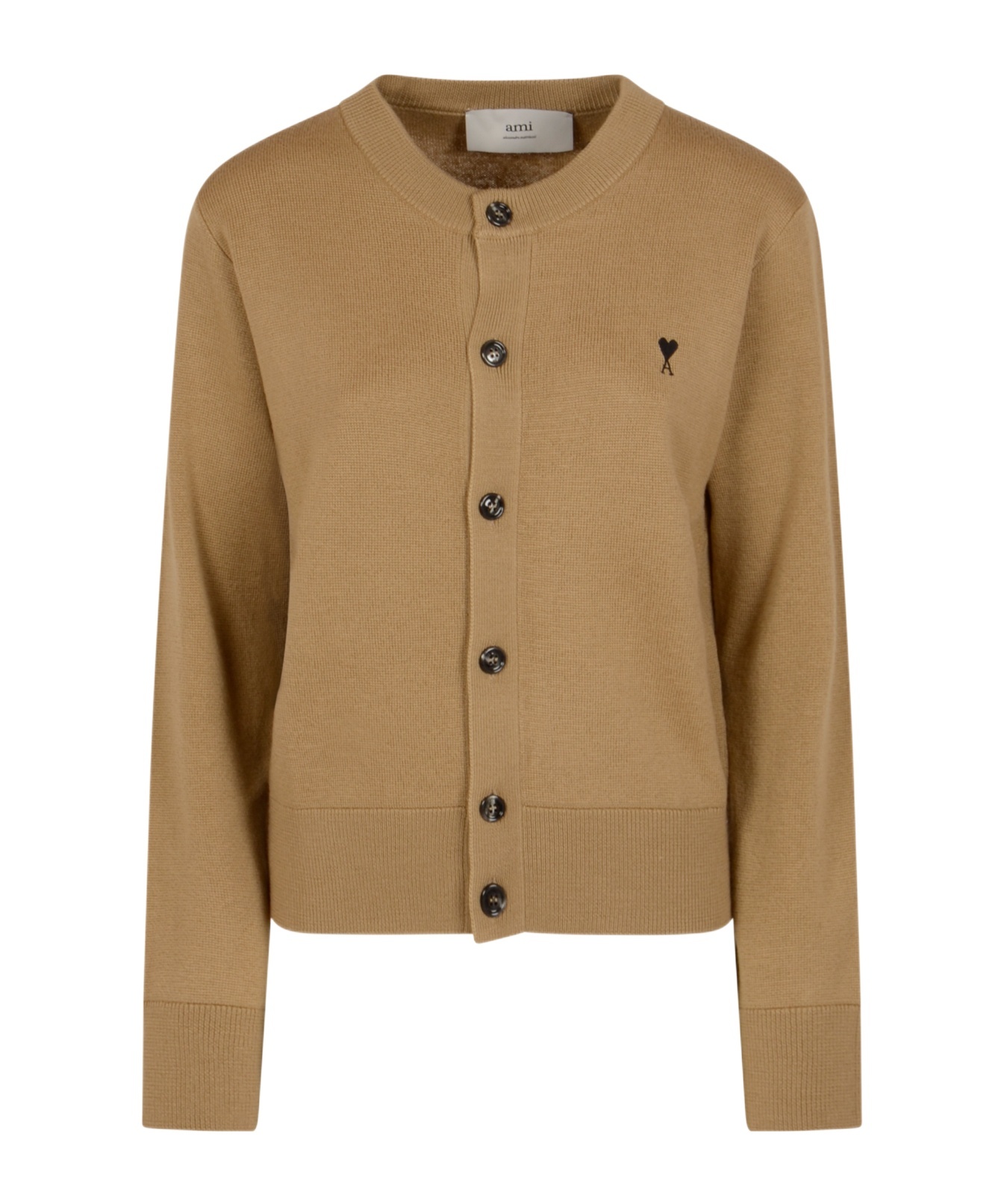 Ami Alexandre Mattiussi Long Sleeve Cardigan In Brown