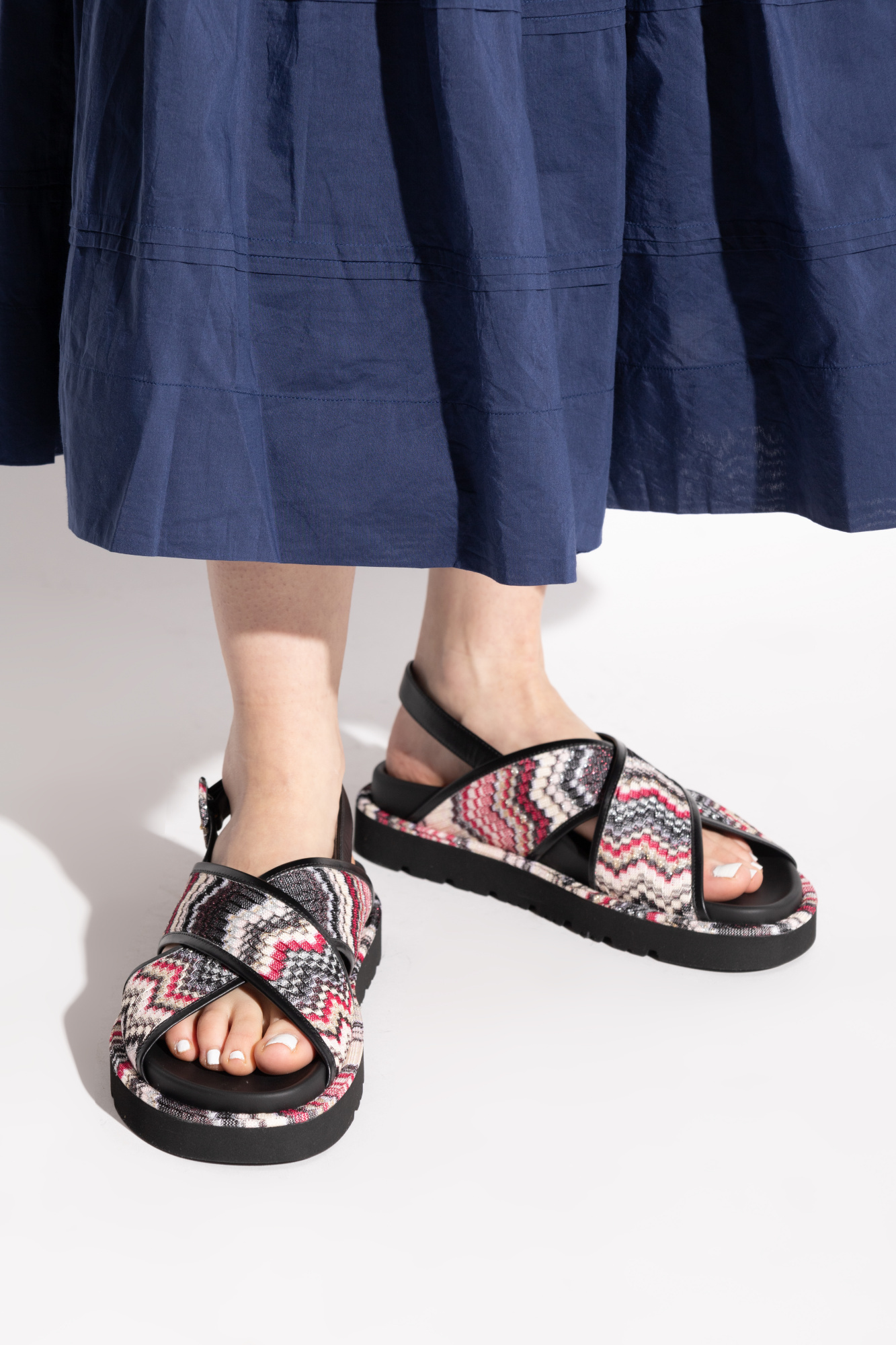 Shop Missoni Zigzag Slingback Sandals In Black