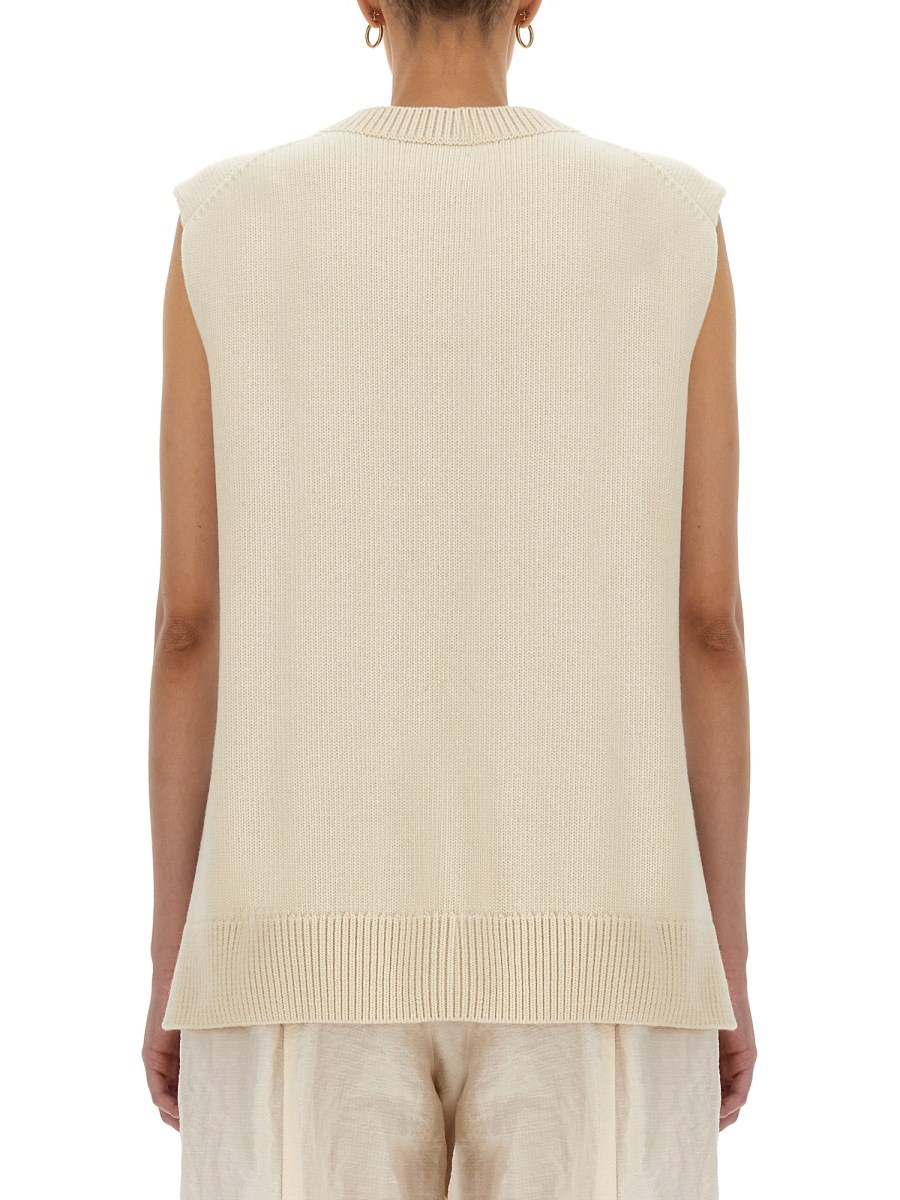 Jil Sander Relaxed Fit Crew-neck Wool Vest In Nude