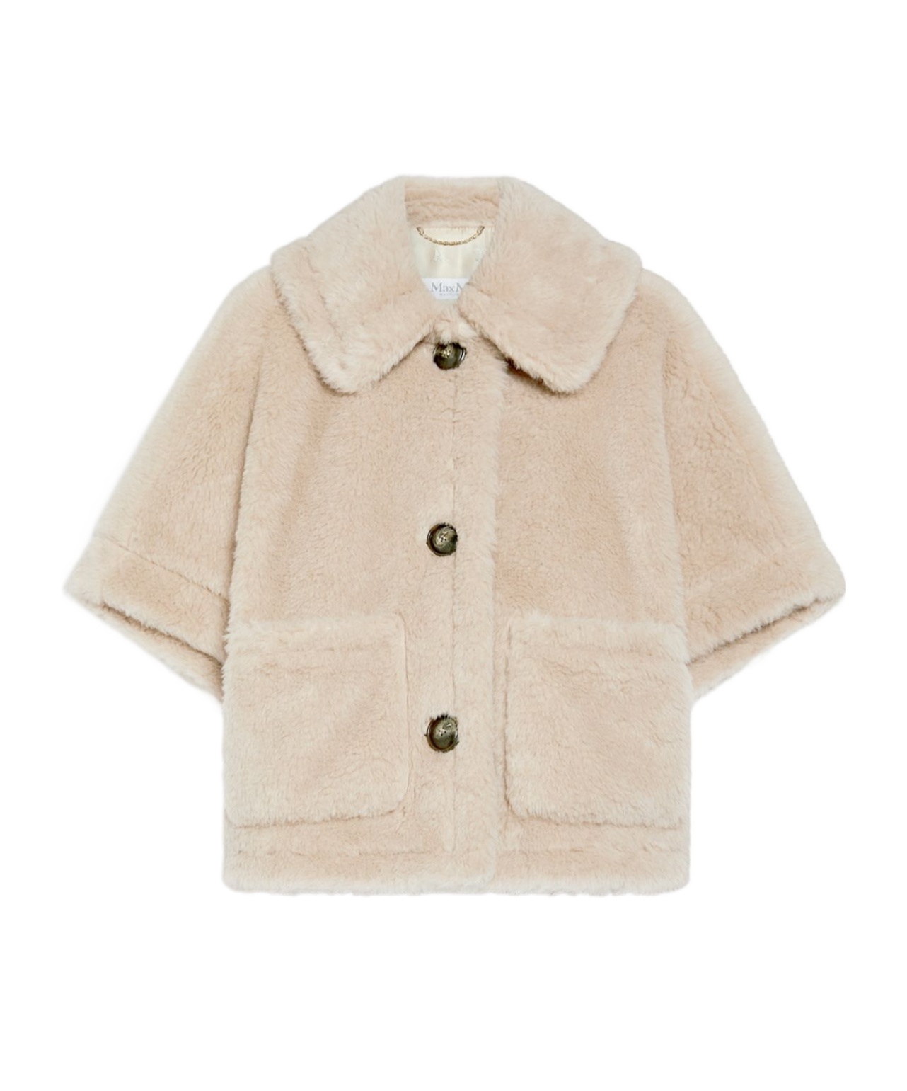 Max Mara Newtzero Virgin Wool-blend Cape In Nude