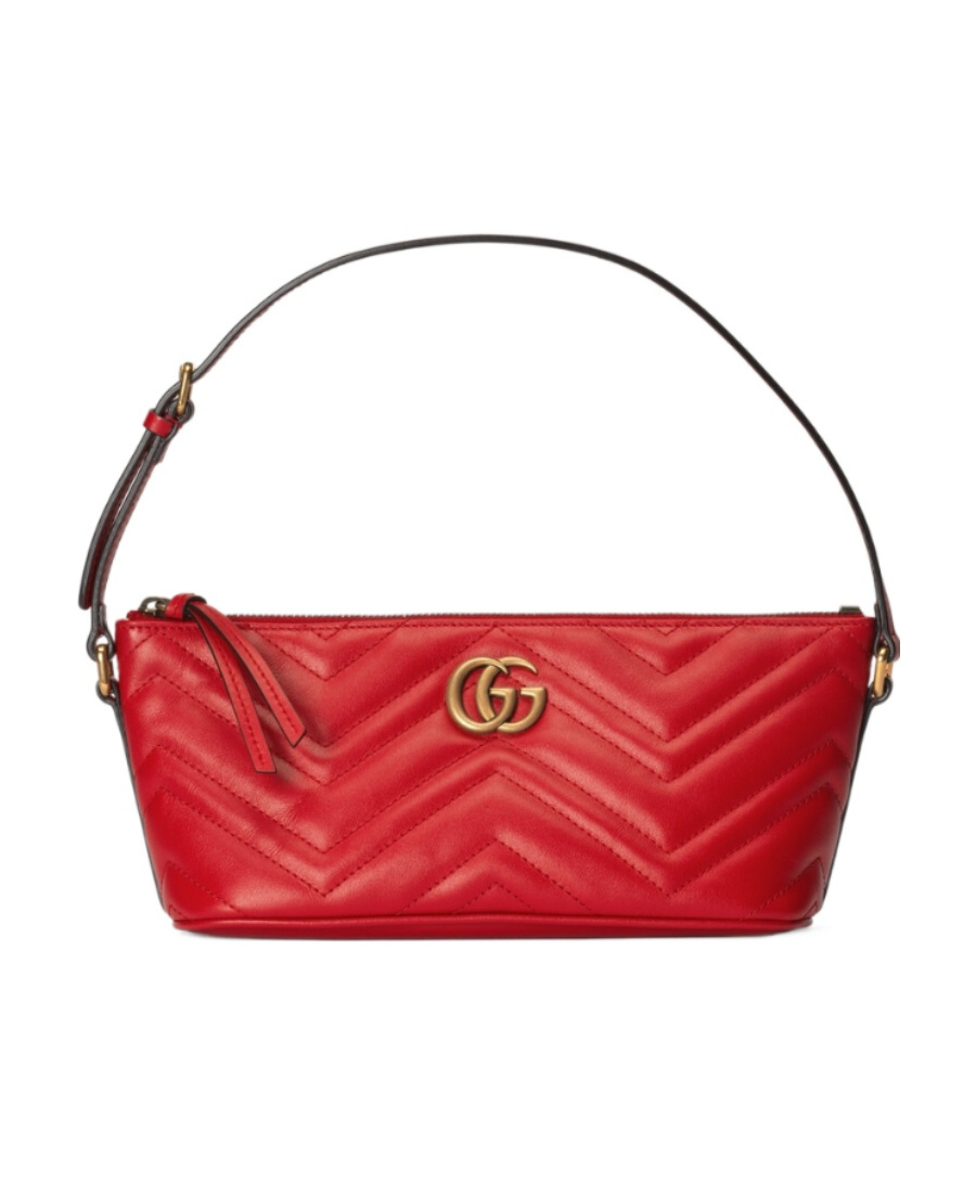 Gucci Small Gg Marmont Quilted Leather Shoulder Bag In Red