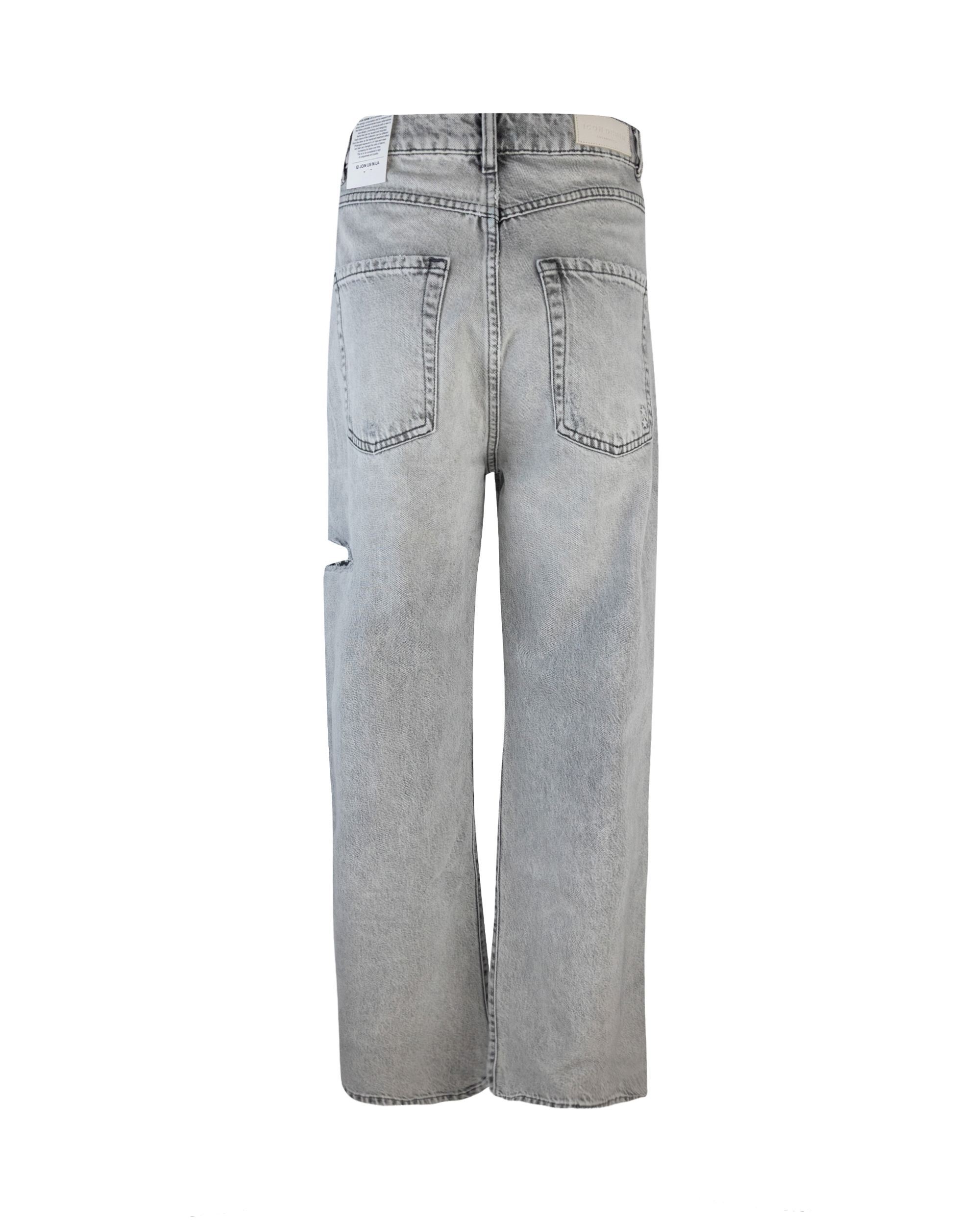 Icon Denim Grey High Waisted Jeans With Ripped Details