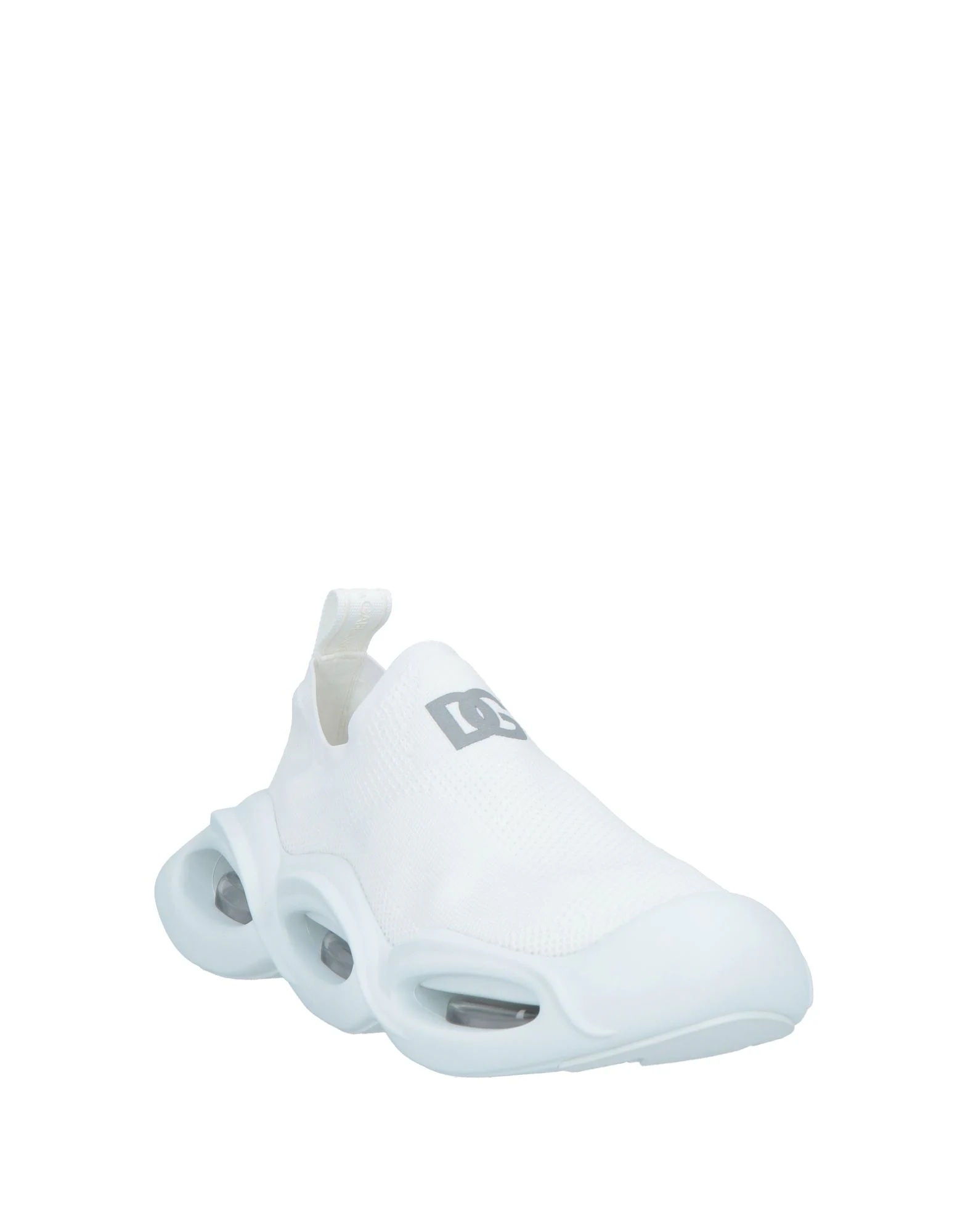 Dolce & Gabbana Solid Color Leather Platform Sneakers In White