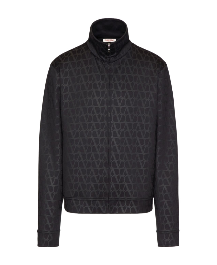 Valentino Geometric Pattern Lightweight Bomber Jacket In Black