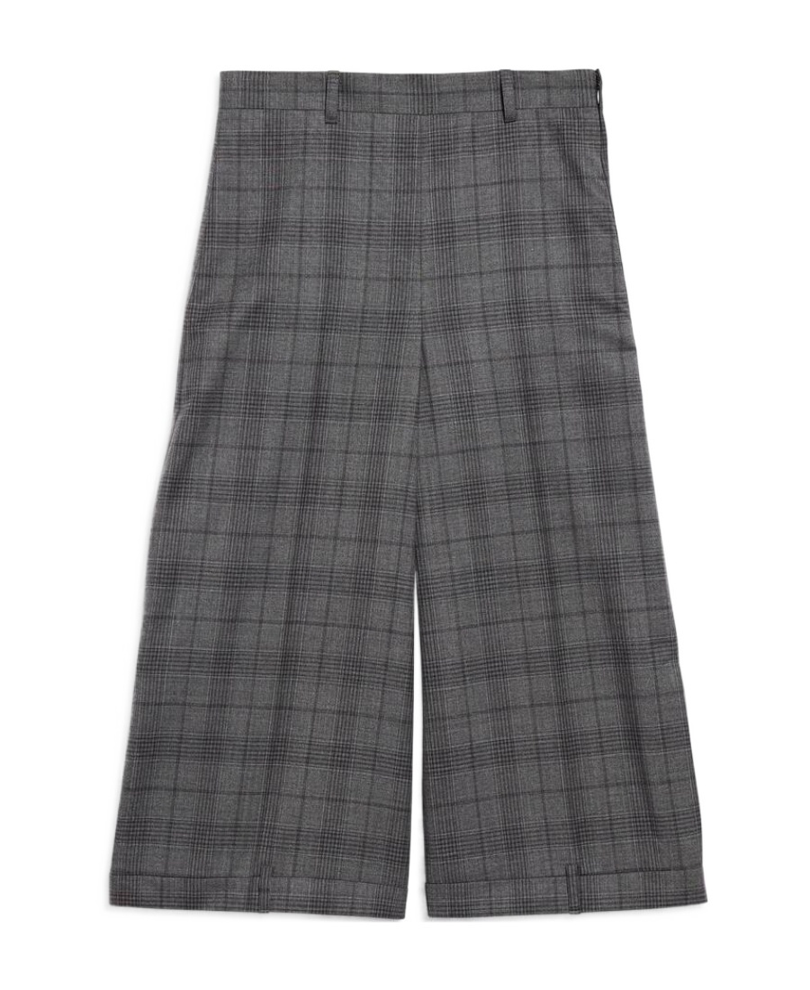 Balenciaga Check-pattern Wool Shorts In Gray