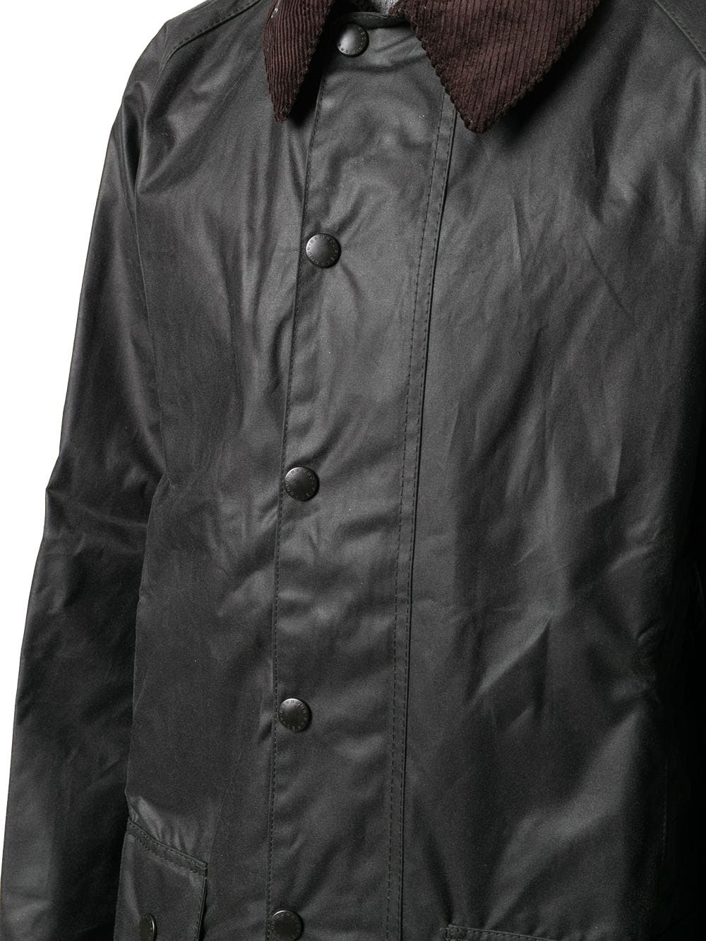 Barbour Badale Waxed-cotton Corduroy-collar Jacket In Black