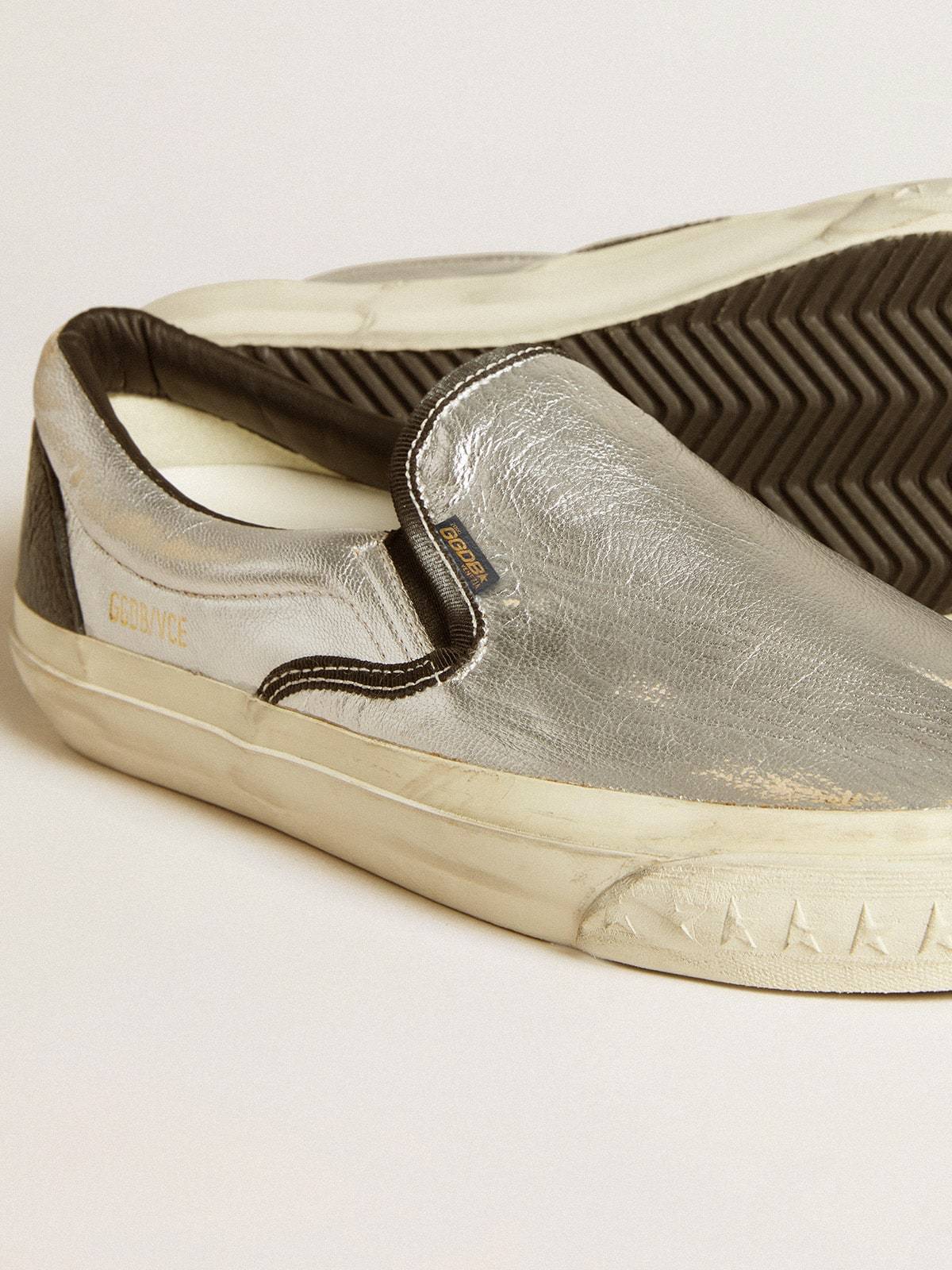 Golden Goose Vce Metallic Leather Slip-on Sneakers In White