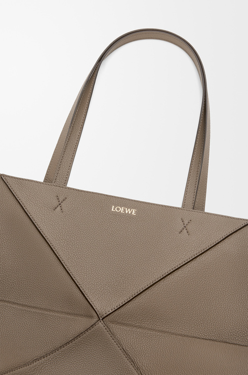 Loewe Large Horizontal Puzzle Fold Tote In Soft Grained Calfskin In Brown