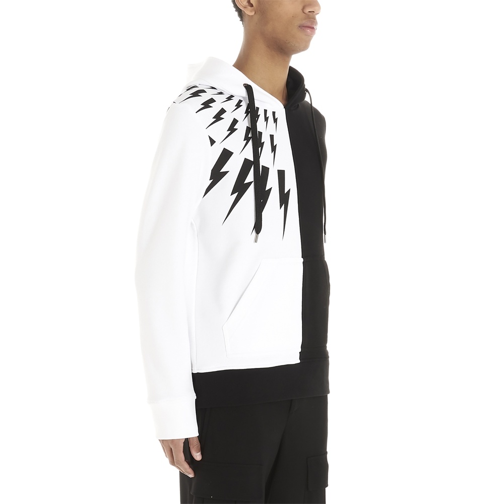Neil Barrett Hooded Matching Color Sweater In Black