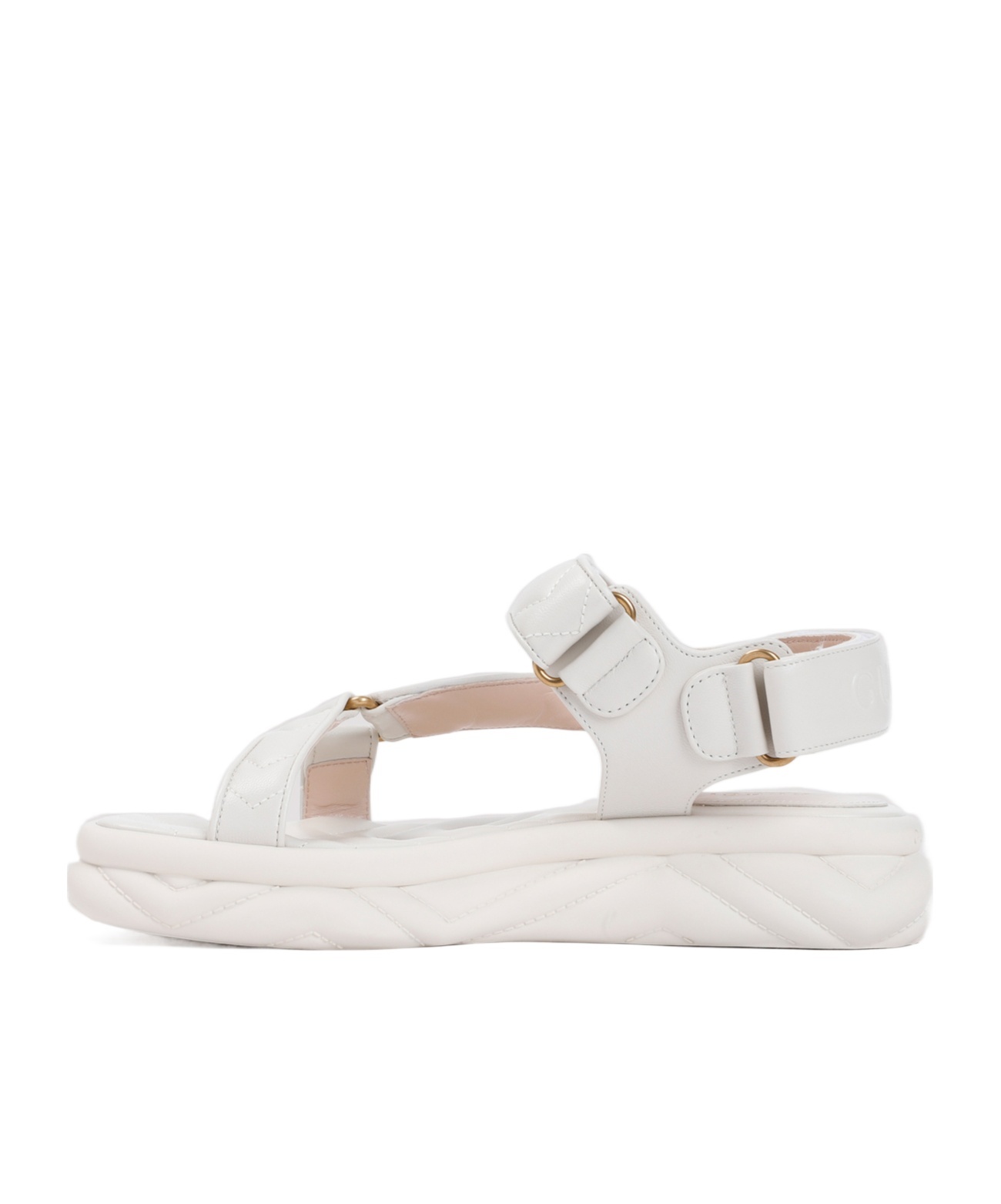 Gucci Double-g Leather Sandals In White