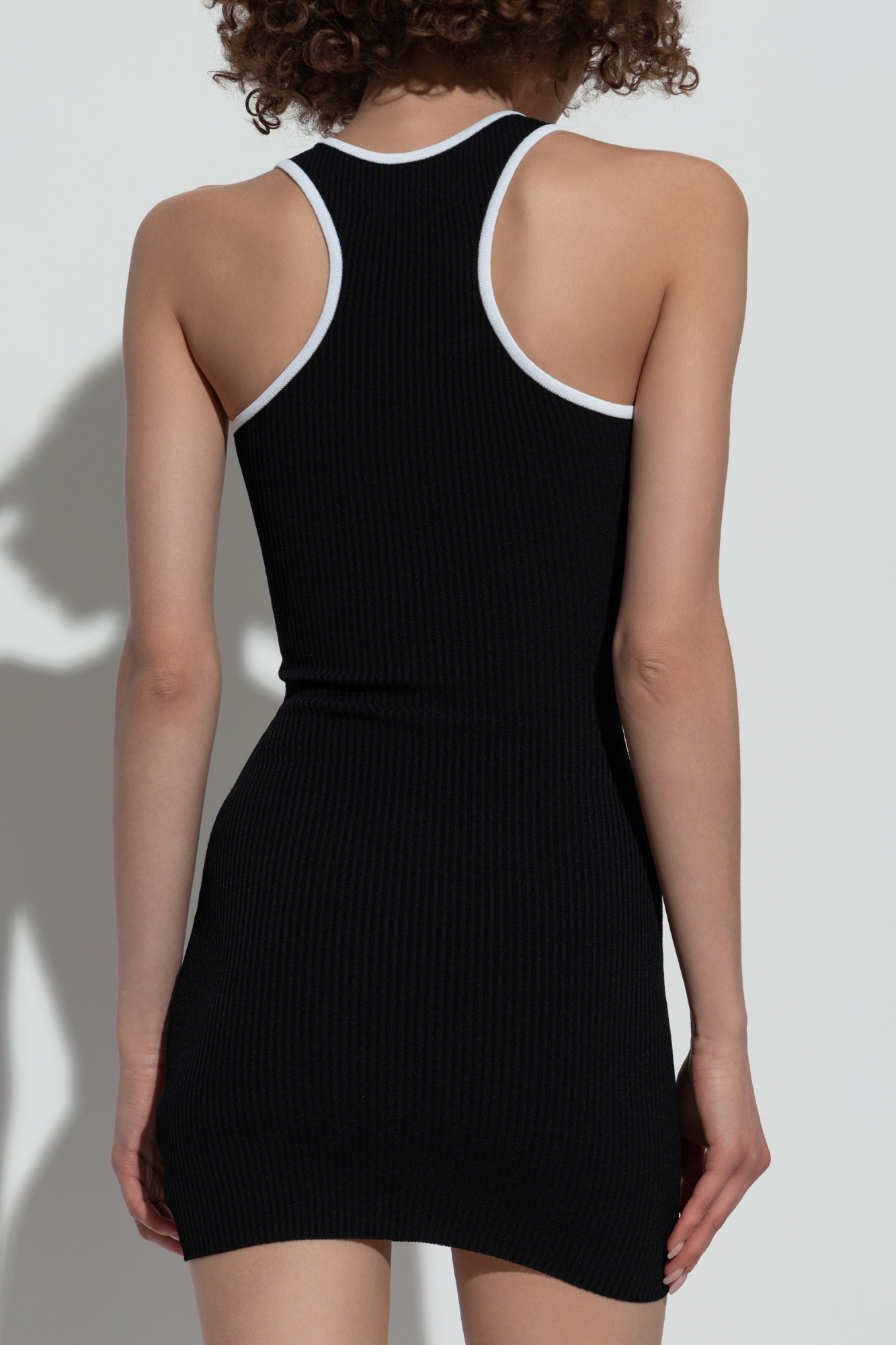 Amiri Ma Embroidered Ribbed Racerback Mini Dress In Black