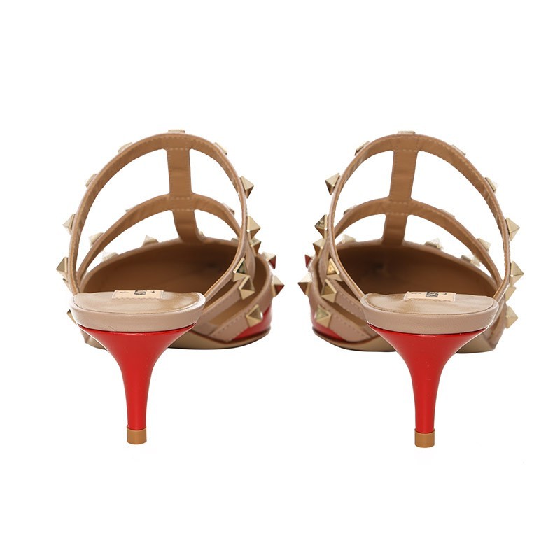 Valentino Rivet Muller High-heeled Sandals In Nude