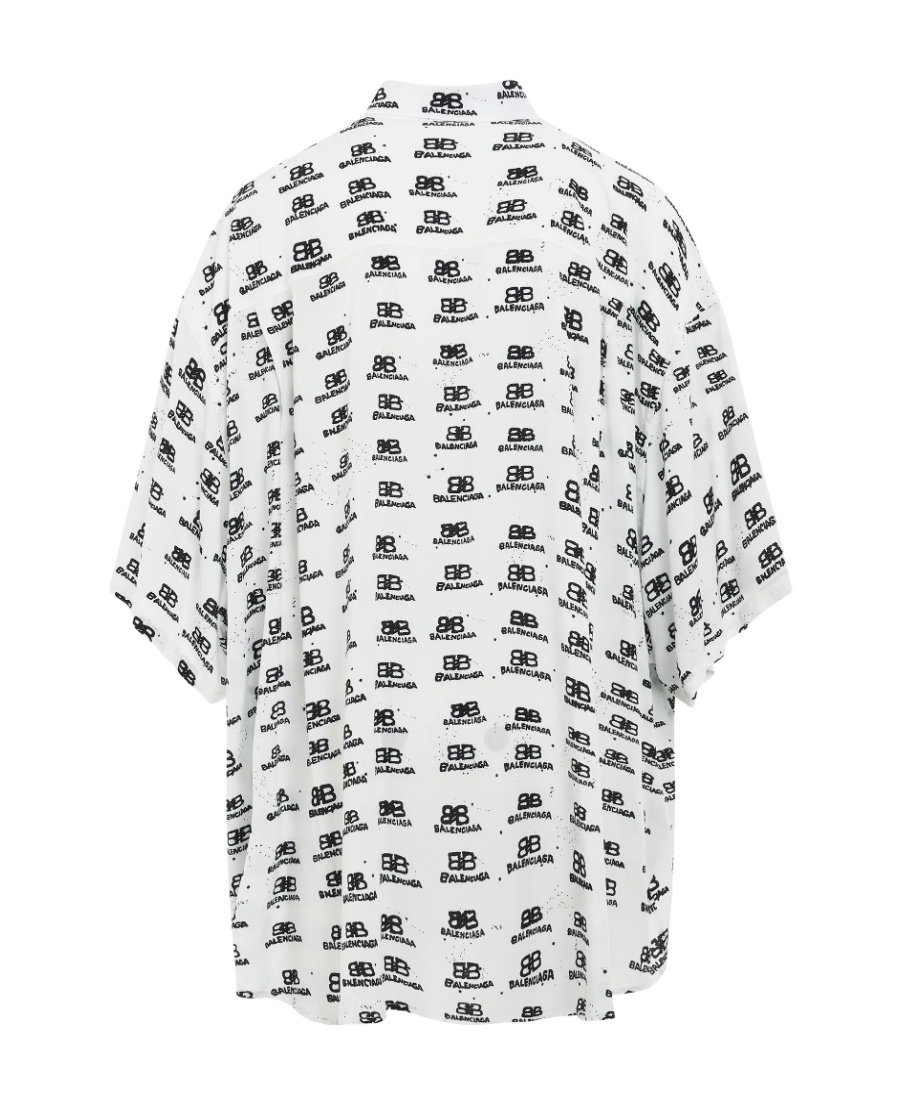 Balenciaga Monogram-pattern Print Shirt In White